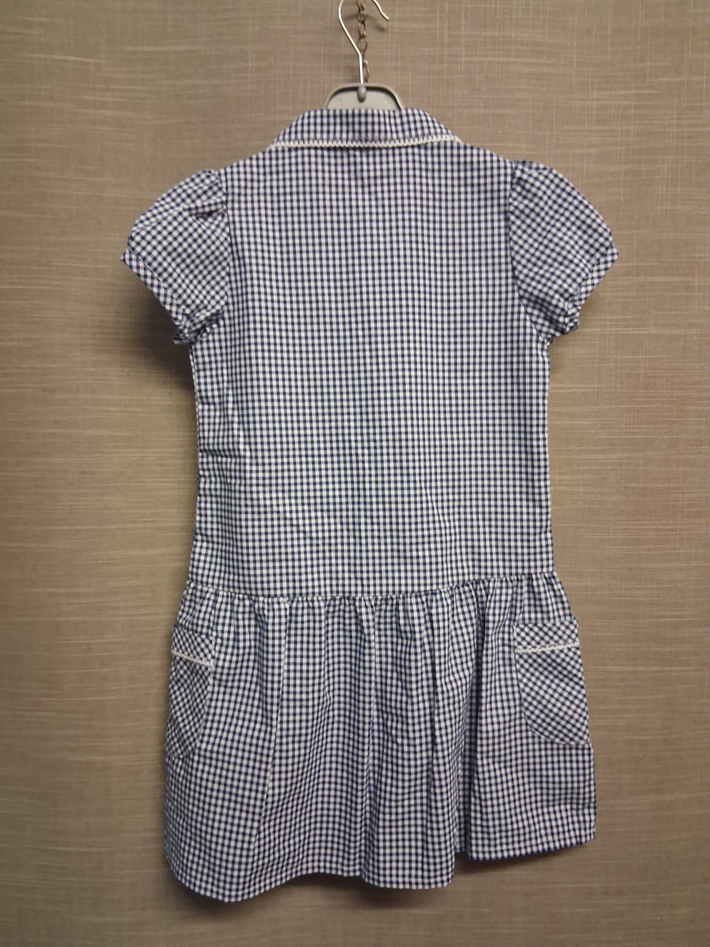 F&F Girls Blue Gingham School Dress Age 5-6 Years NWOTS