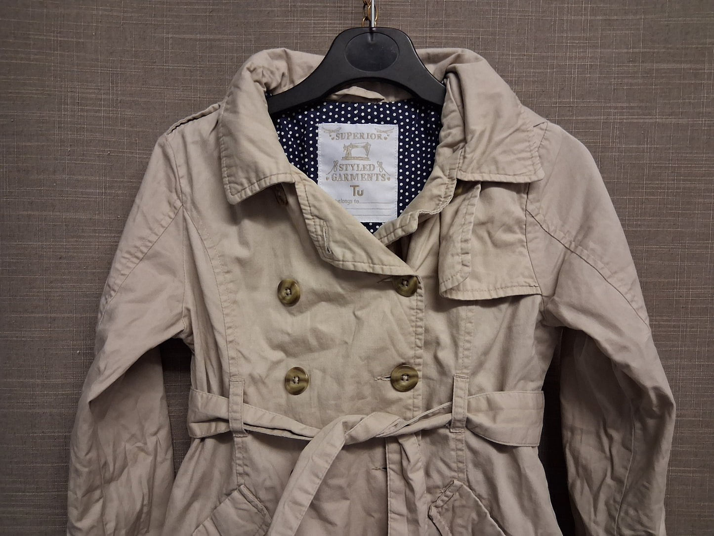 TU Beige Trench Coat Mac With Hood Age 5-6 Years
