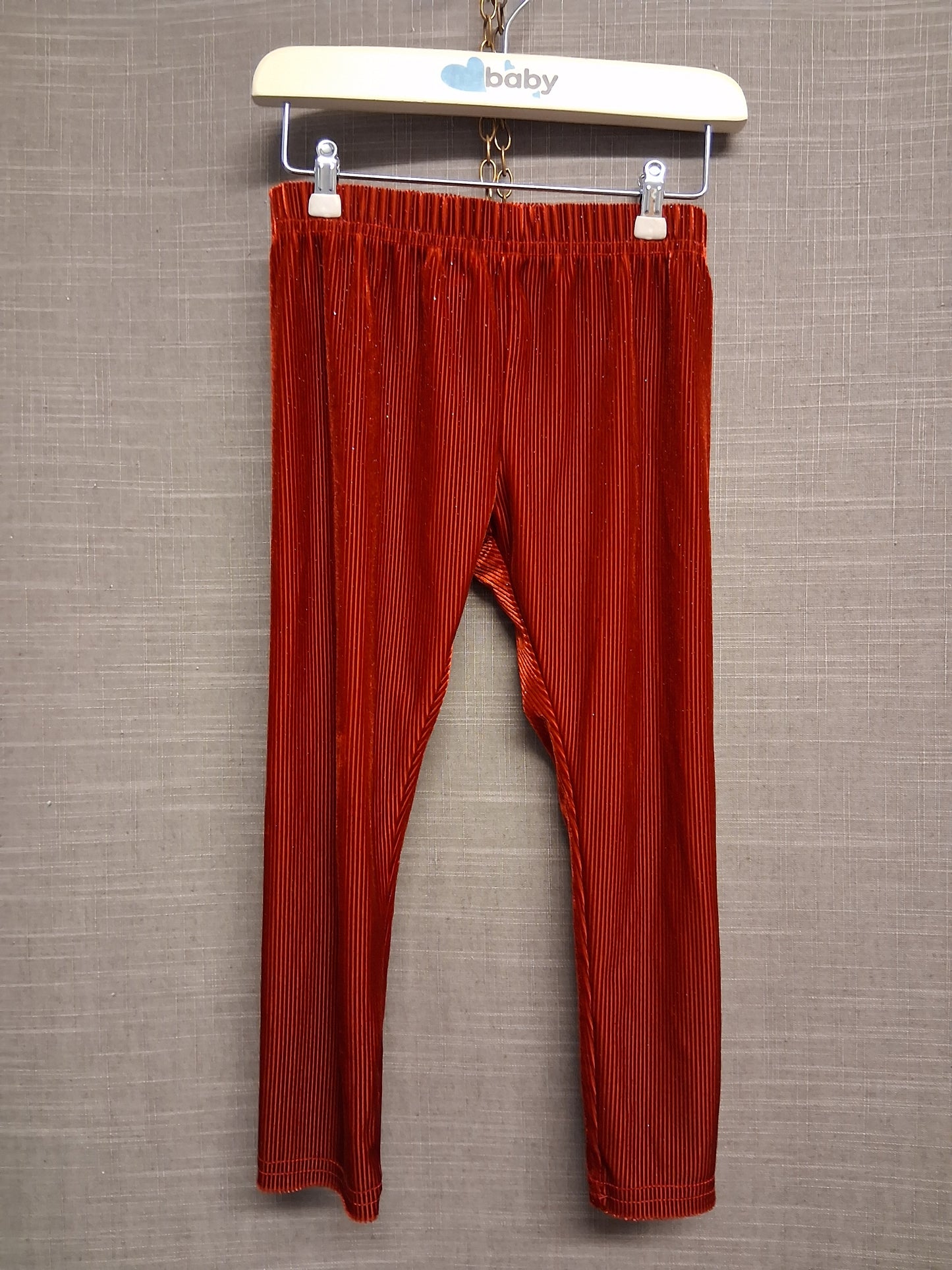 Next Girls Red Velour Leggings with Gold Sparkle Age 3 Years