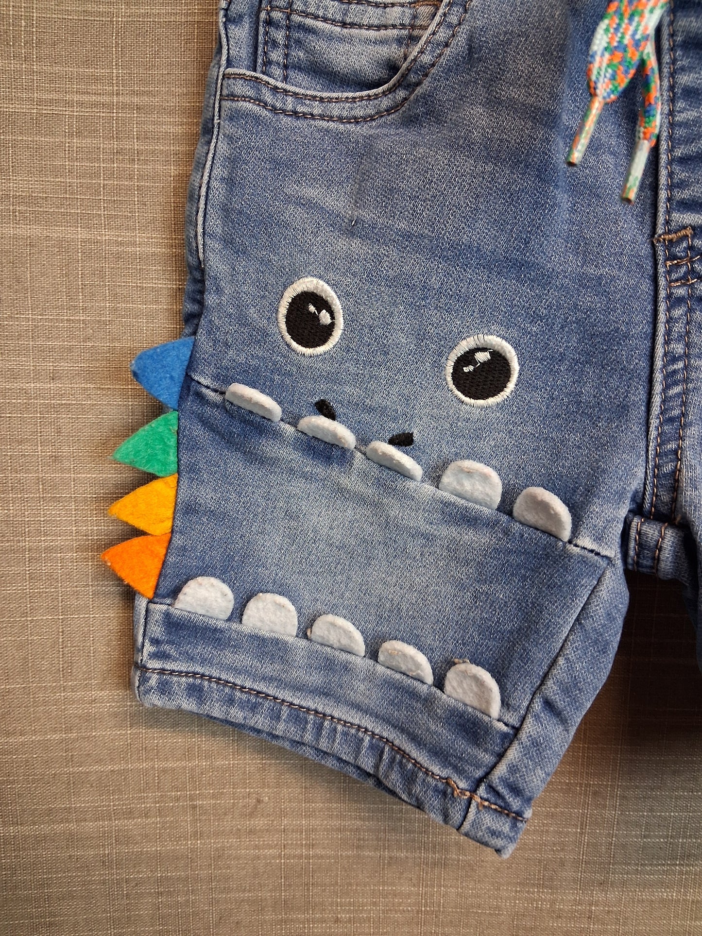 Next Boys Denim Shorts Monster Theme Age 2-3 Years