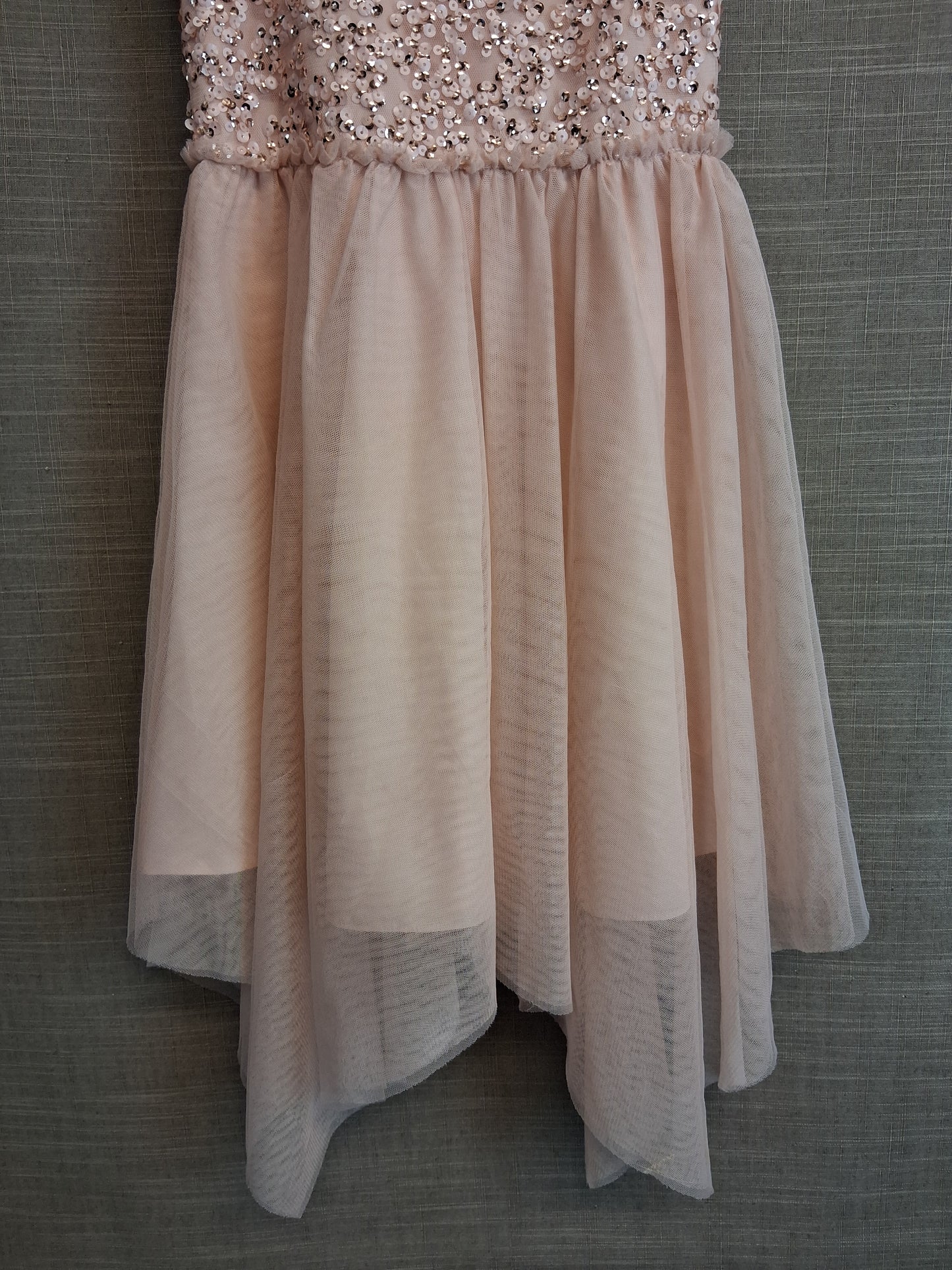 Monsoon Girls Peach Sleeveless Party Dress Sequins Age 7 Year