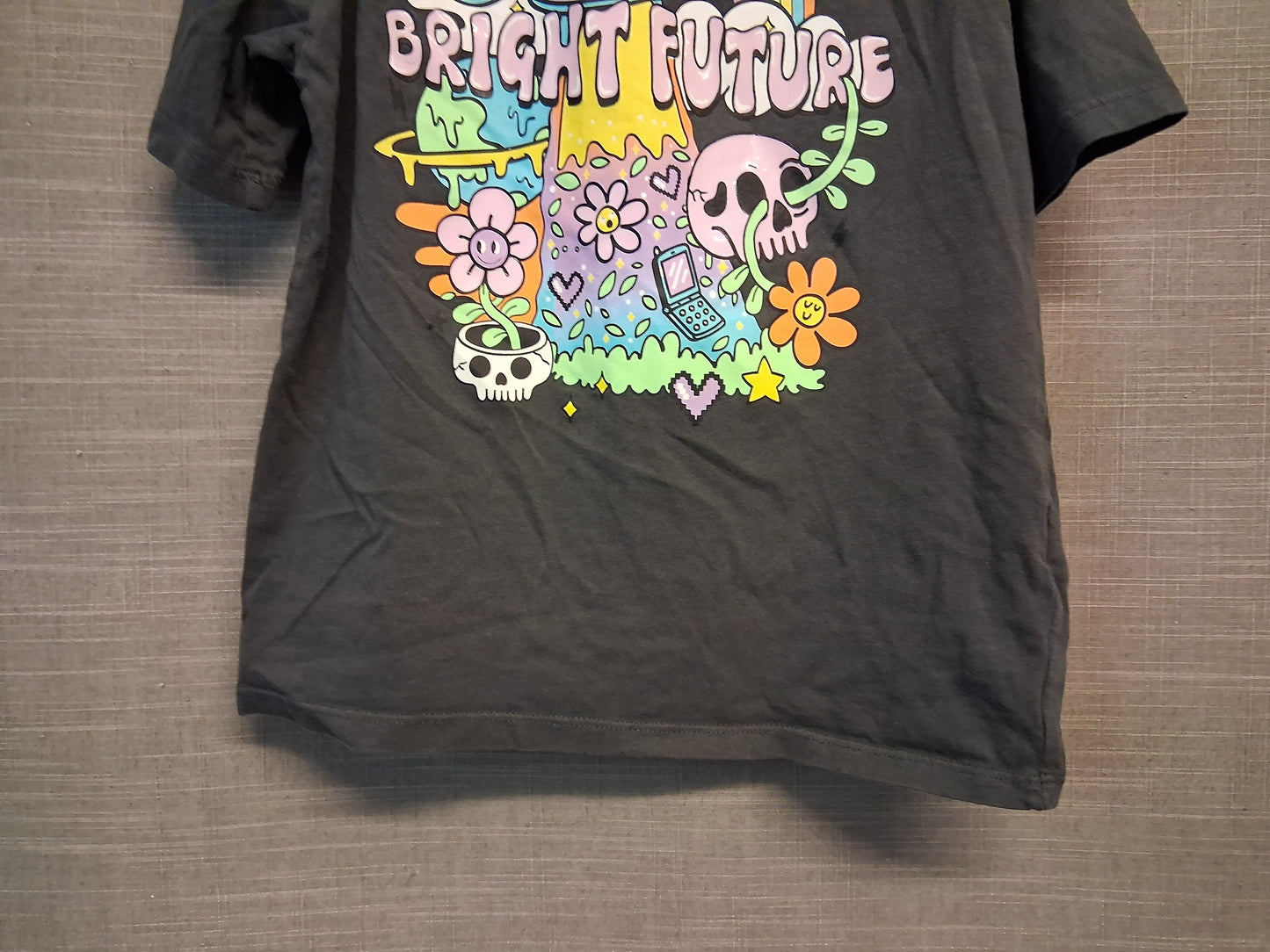 Next Girls Grey Loose Fit T-Shirt Short Sleeve Graphic Print Age 5 Years