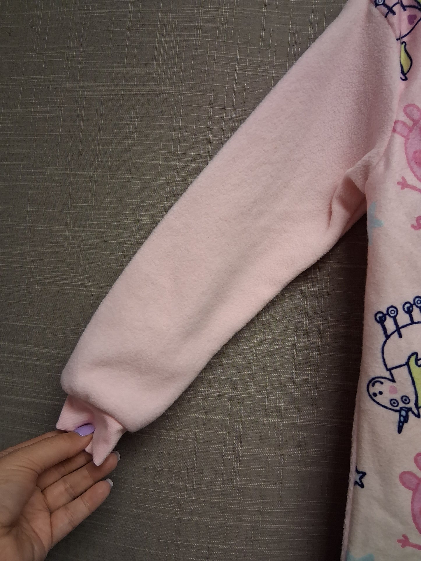 Peppa Pig Pink All in One Onsie Fleece Full Zip Age 7-8 NWOTs