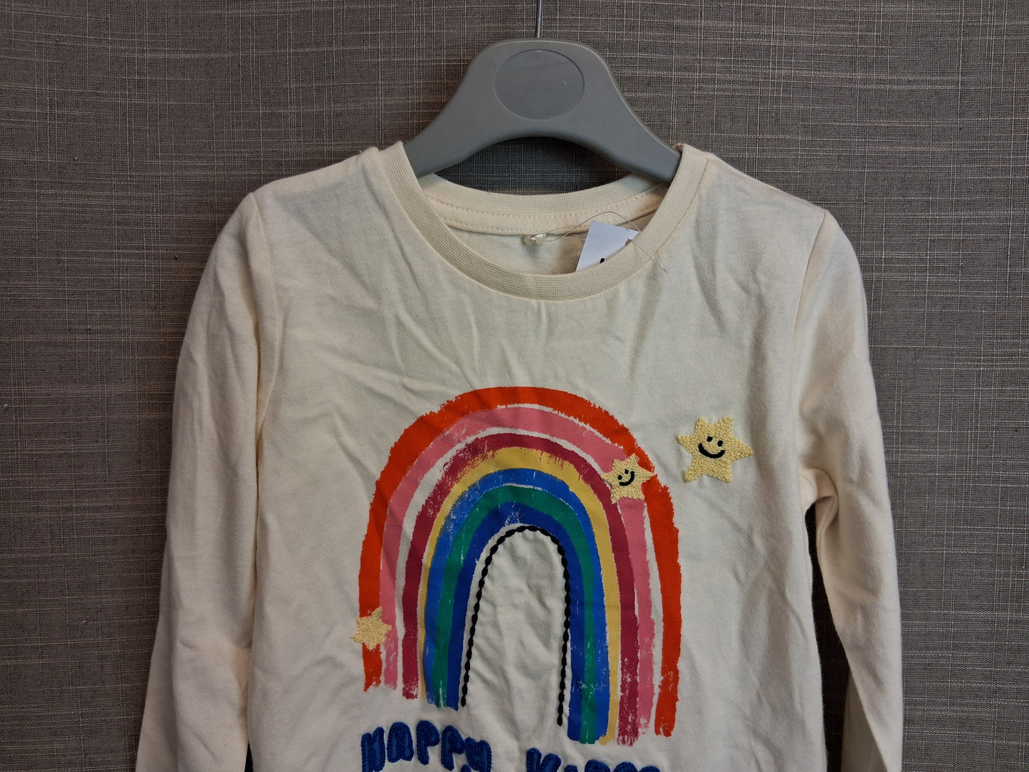 George Girls Long Sleeve T-Shirt Cream Rainbow T-Shirt Age 2-3 Years New