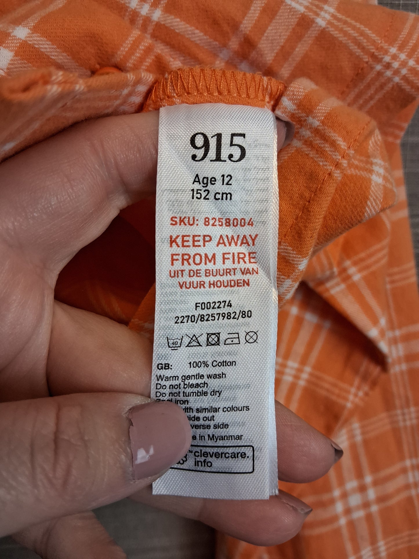 New Look Girls Orange Crop Checked Shirt Long Sleeve Age 12 Years