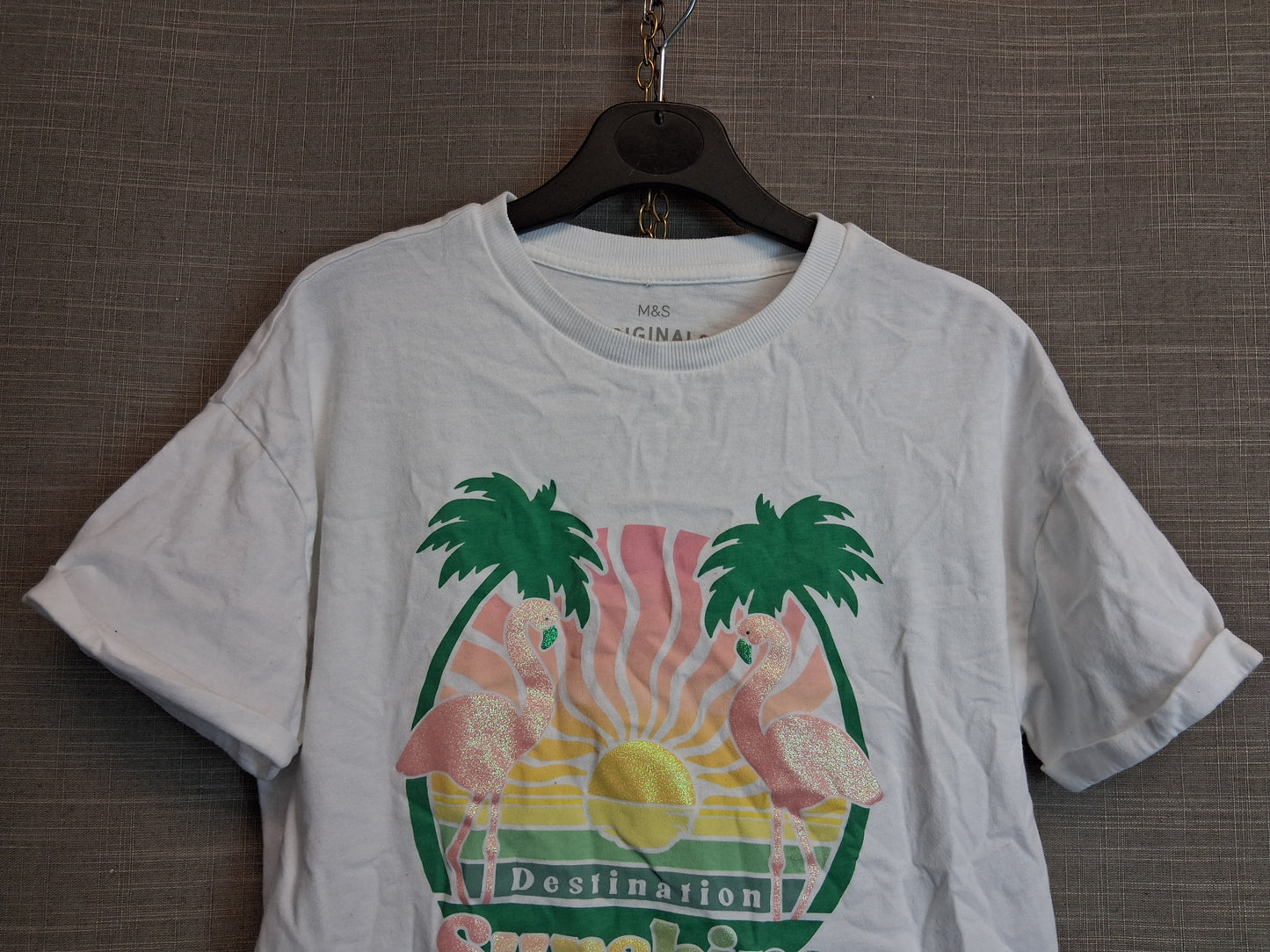 Marks and Spencer Girls White Short Sleeve T-Shirt Age 11-12 Years
