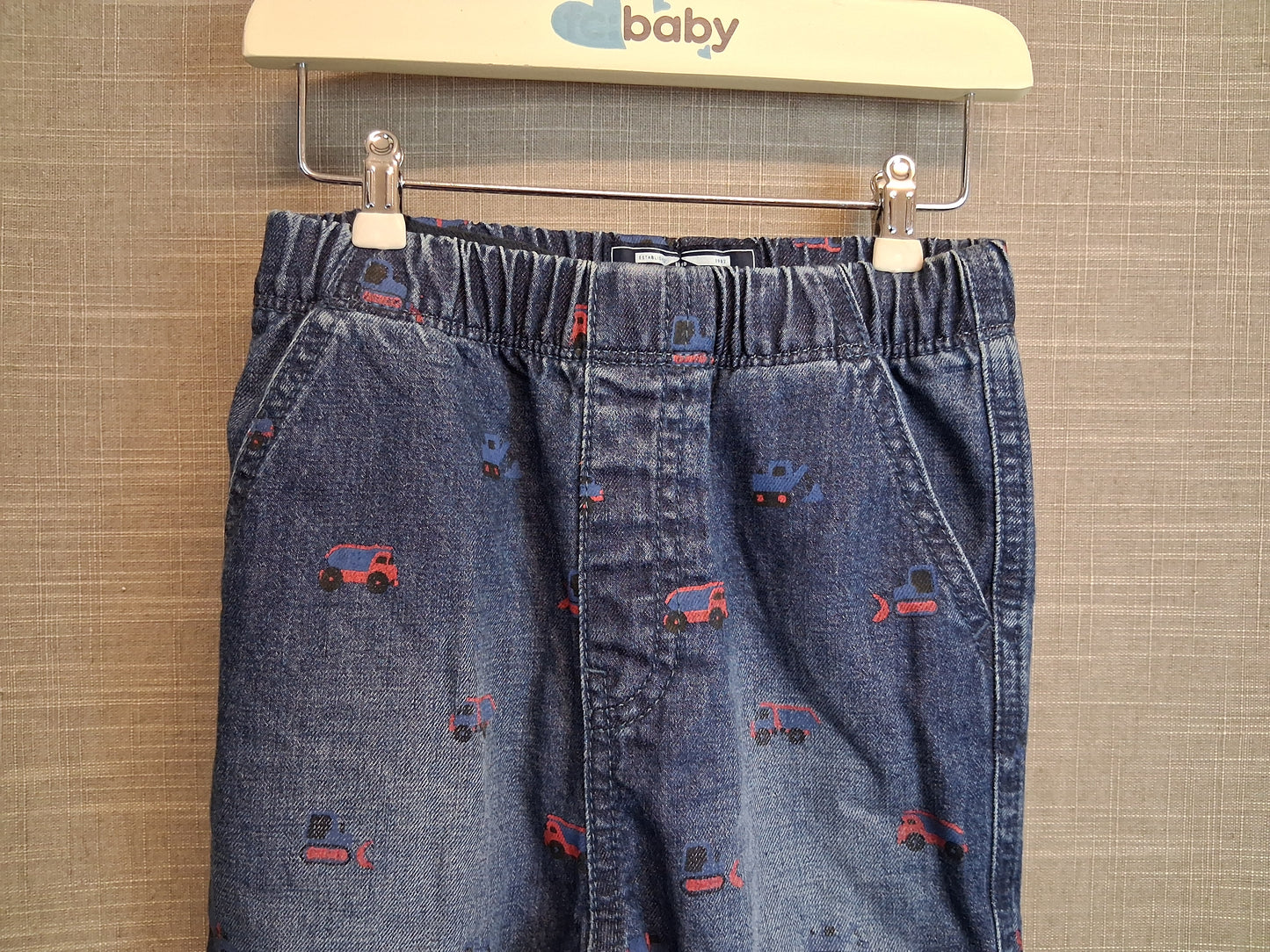 Next Boys Jeans Blue Denim Lined Fire Engines Age 12-18 Months