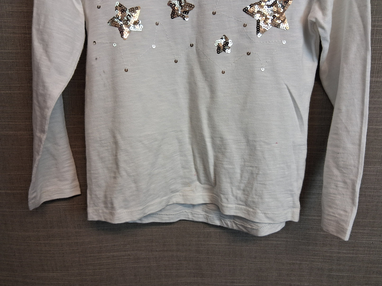 Nutmeg Girls White Sequin Star Long Sleeve T-Shirt Age 6-7 Years