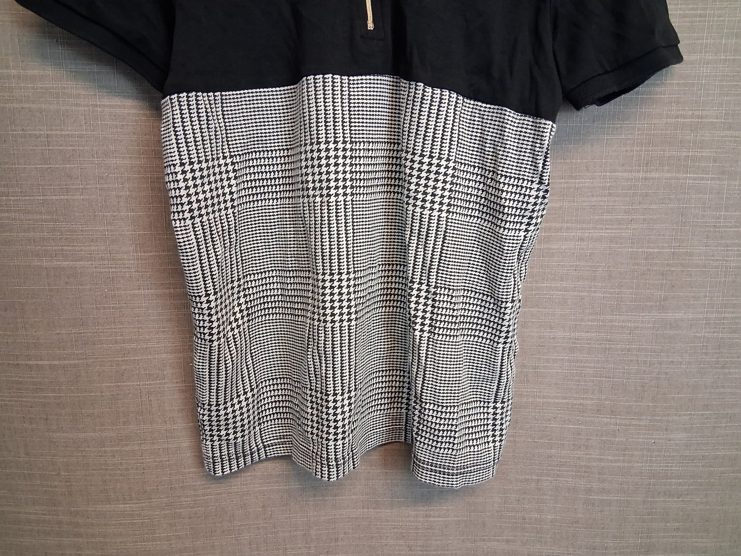George Boys Polo T-Shirt Black Grey Check Age 12-13 Years