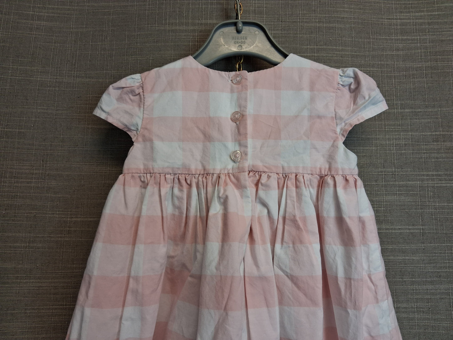 George Girls Pink Check Dress Short Sleeve Age 12-18 Months