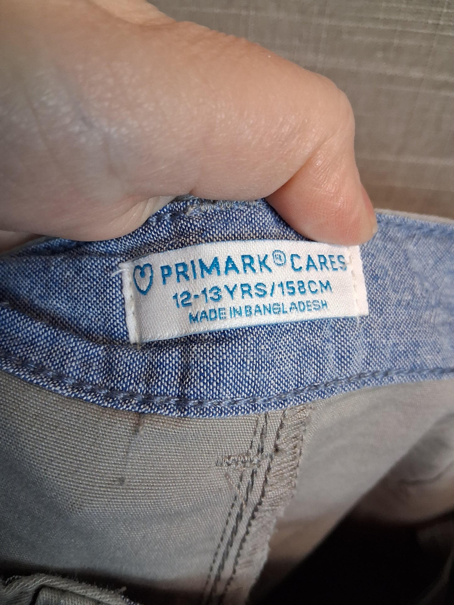Primark Boys Grey Shorts Age 12-13 Years 100% Cotton