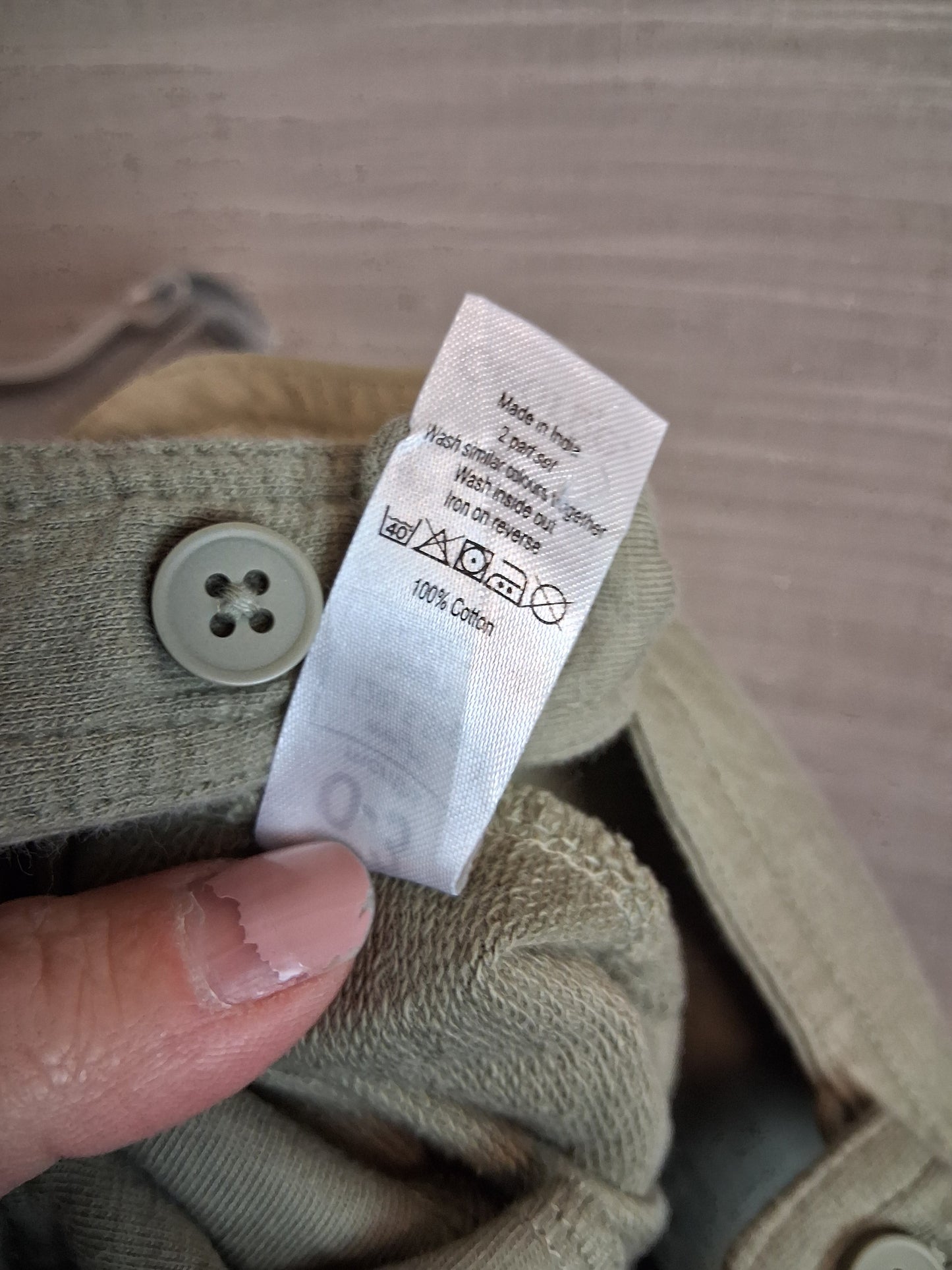 George Boy Khaki Green Jersey Dungarees Romper Age 0-3 Months