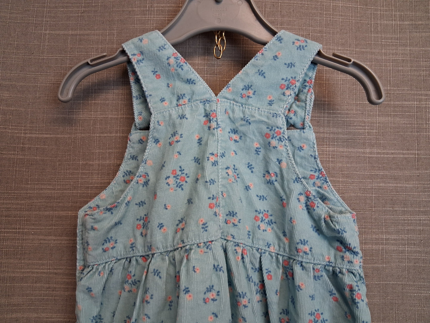 George Girls Corduroy Sleeveless Dress Age 18-24 Months Blue Floral
