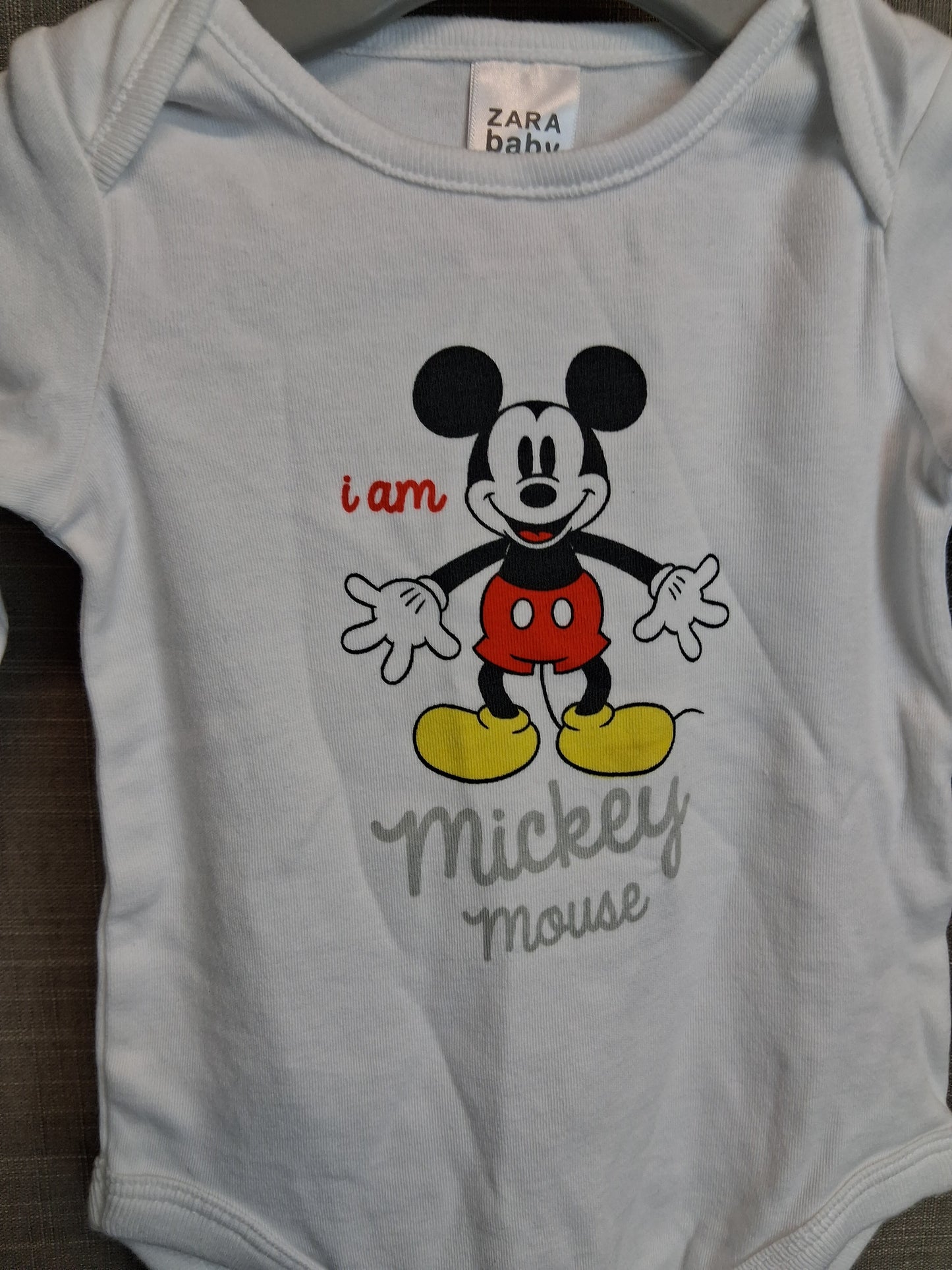 Zara Disney Boys Mickey Mouse Long Sleeve Bodysuit Age 0-3 Months