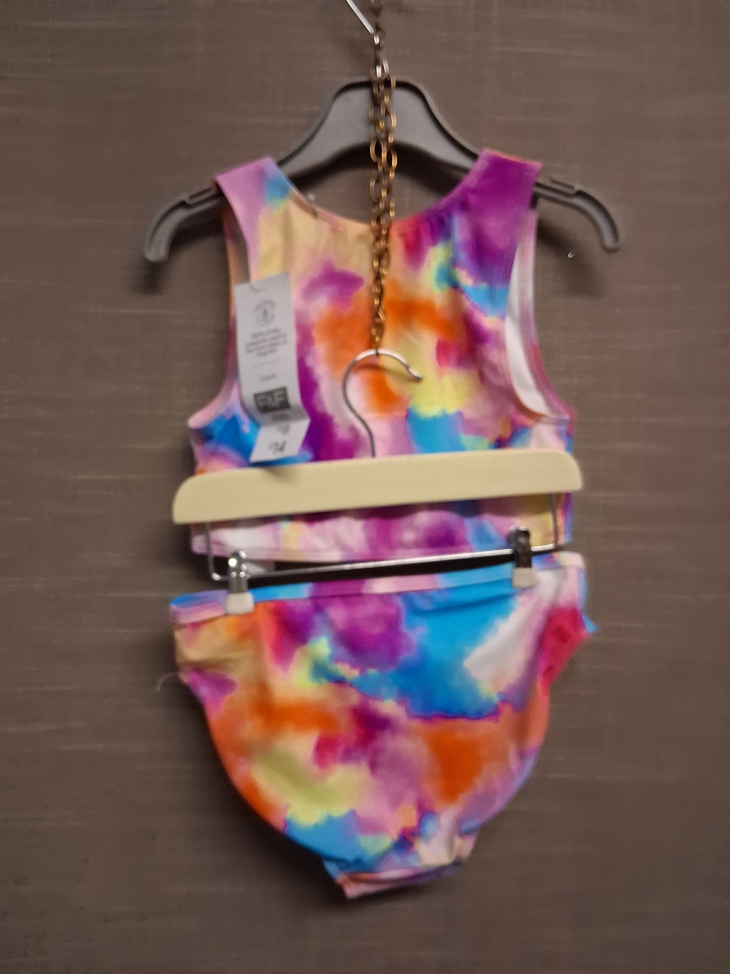 F&F Girls Pink Tie Dye 2 Piece Bikini Set Swimwear Age 6-7 Years New