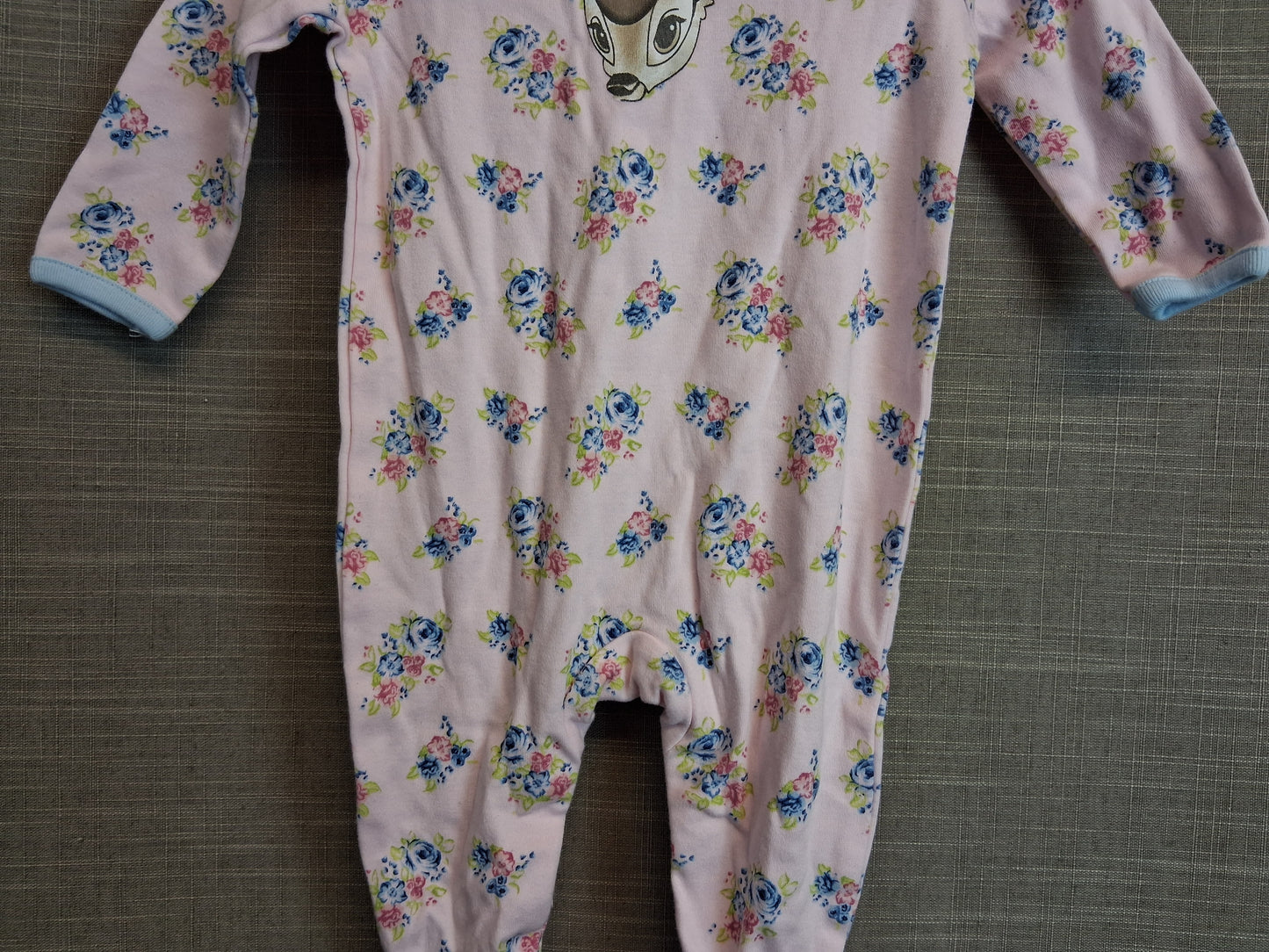 Disney George Bambi Pink Floral Sleepsuit Romper Age 3-6 Months