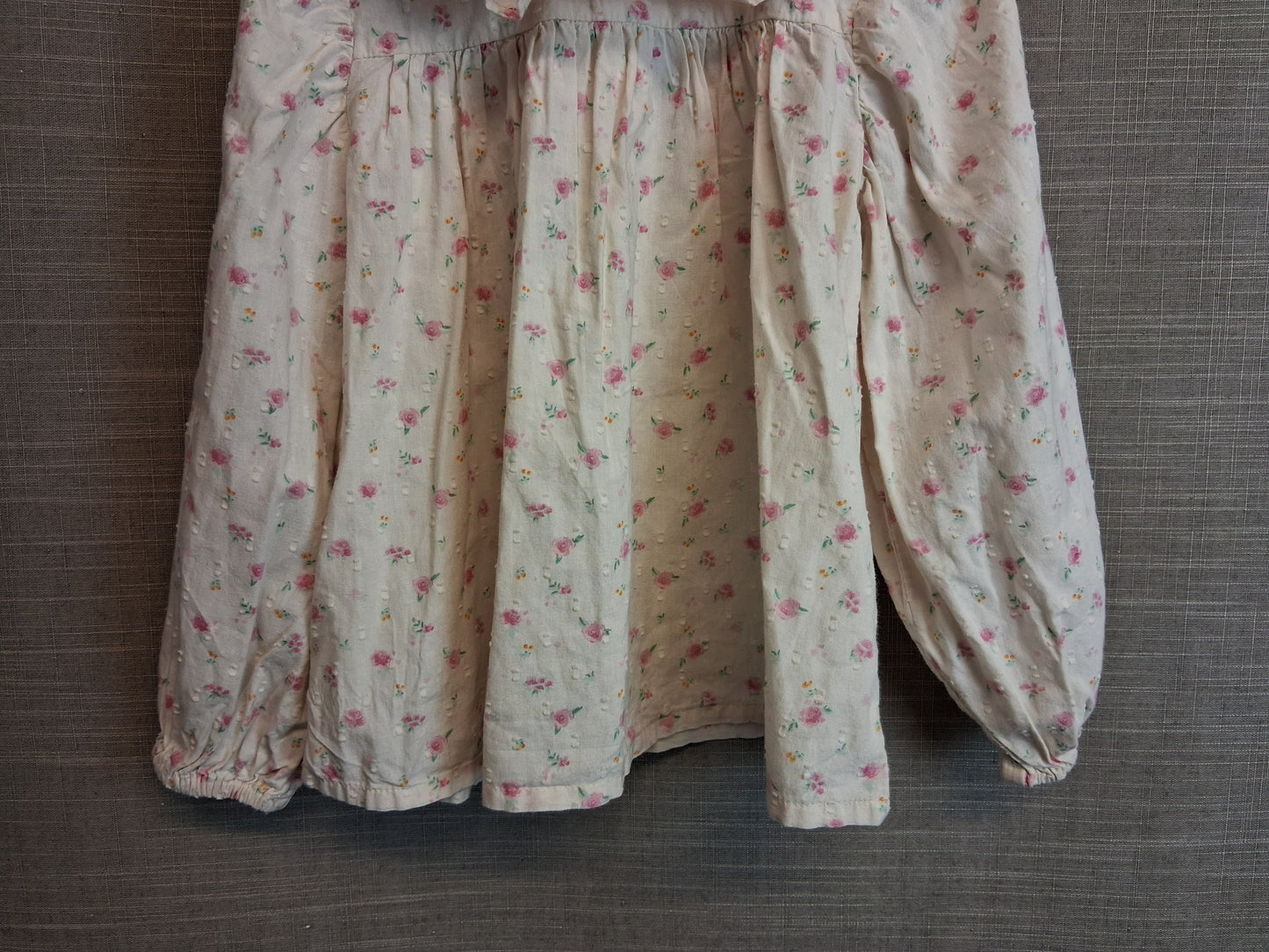 Next Girls Peter Pan Collar Blouse Cream Floral Long Sleeve Age 5-6 Years