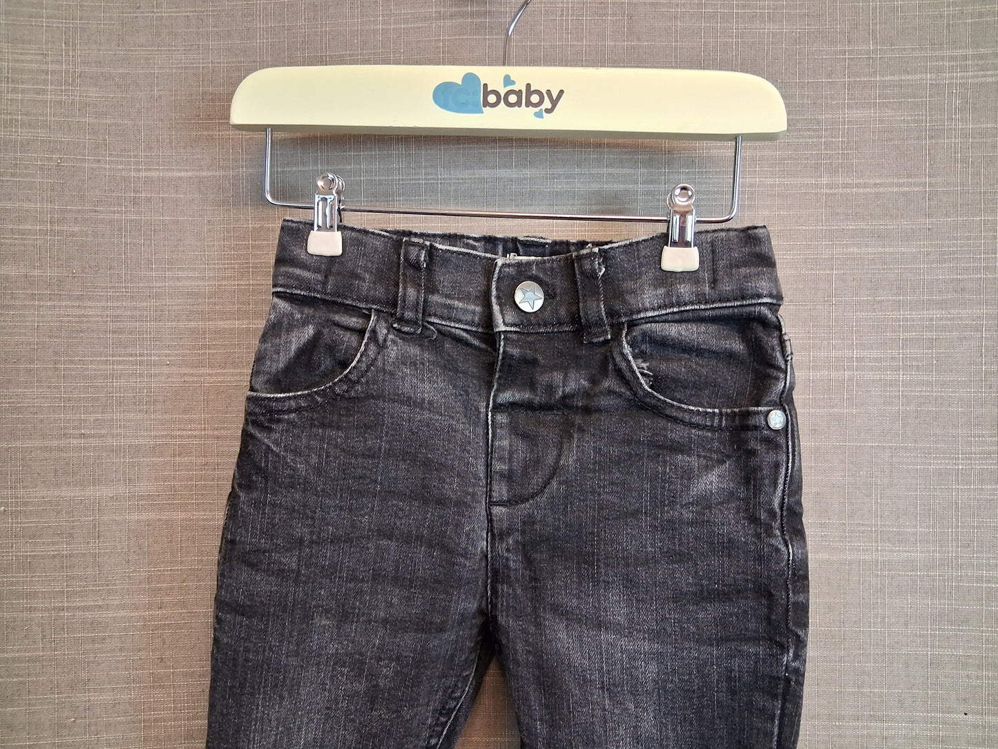 F&F Boys Black Denim Jeans Age 18-24 Months Adjustable Waist