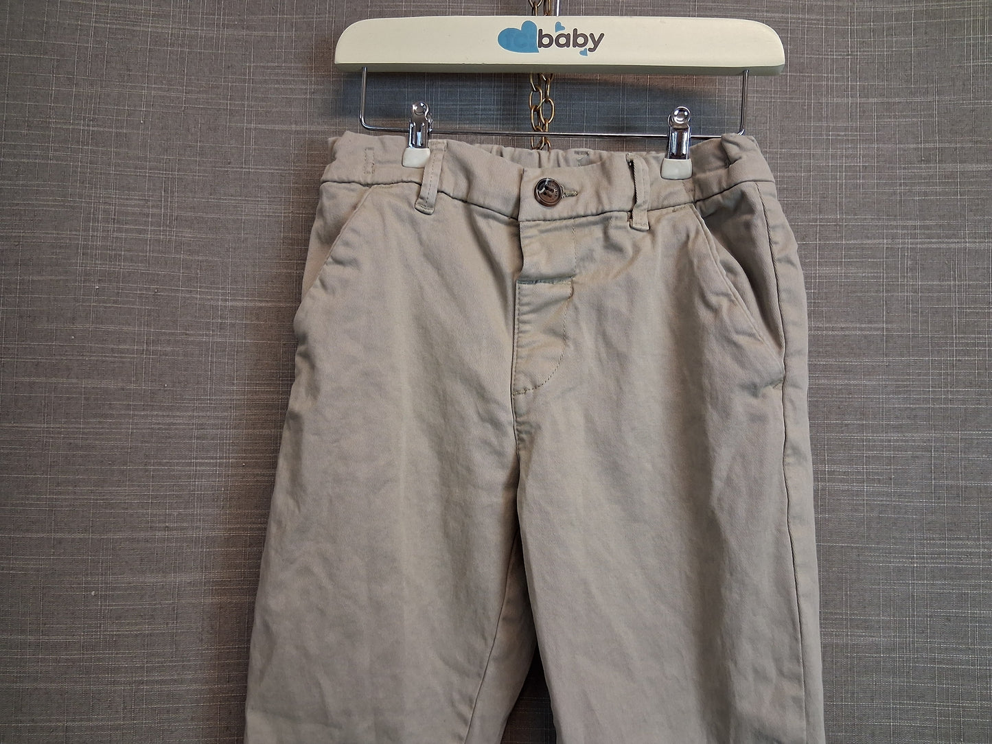 Next Boys Beige Chino Trousers Age 4-5 Years Adjustable Waist