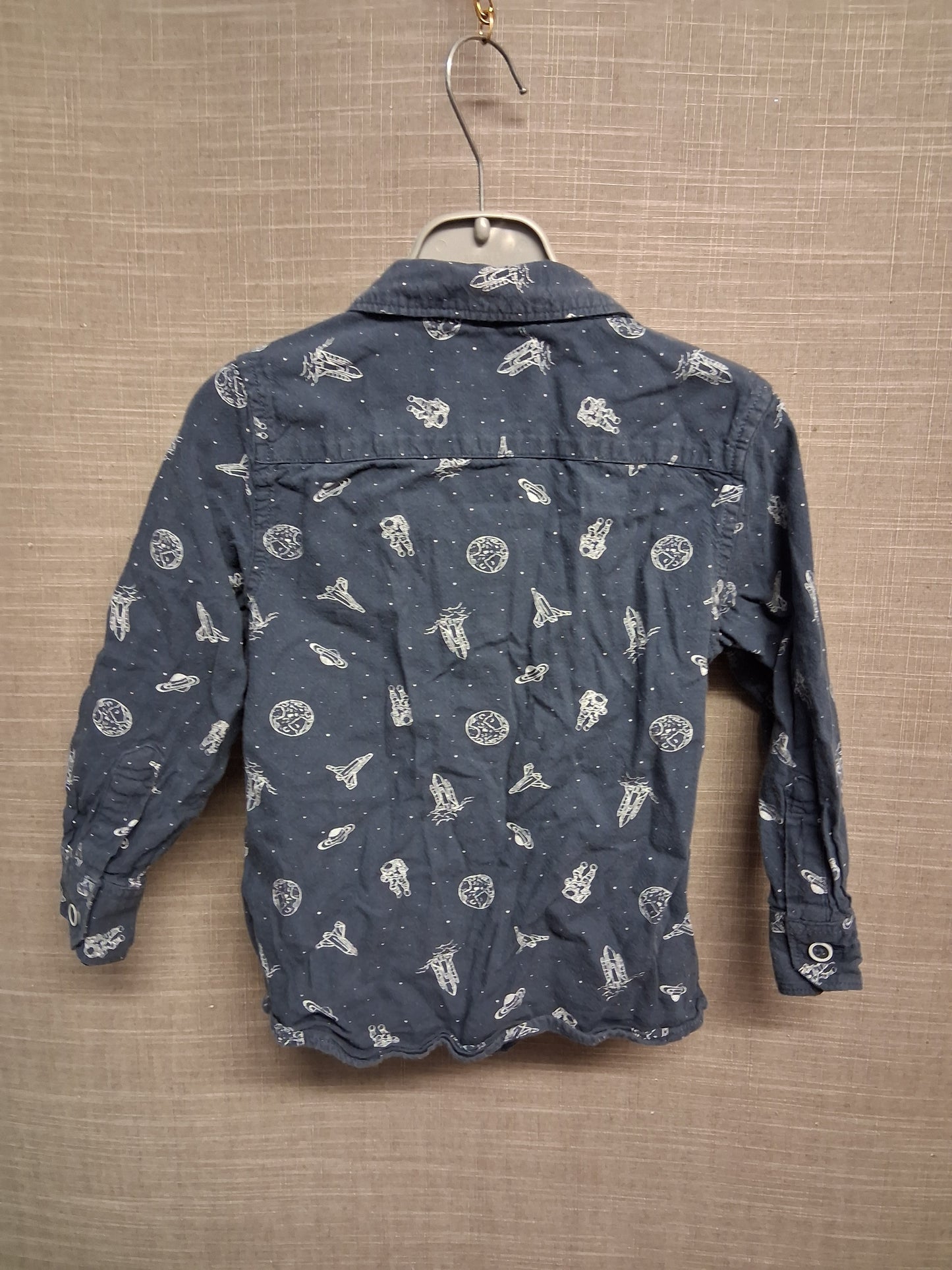 F&F Boys Navy Space Theme Long Sleeve Shirt Age 2-3 Years
