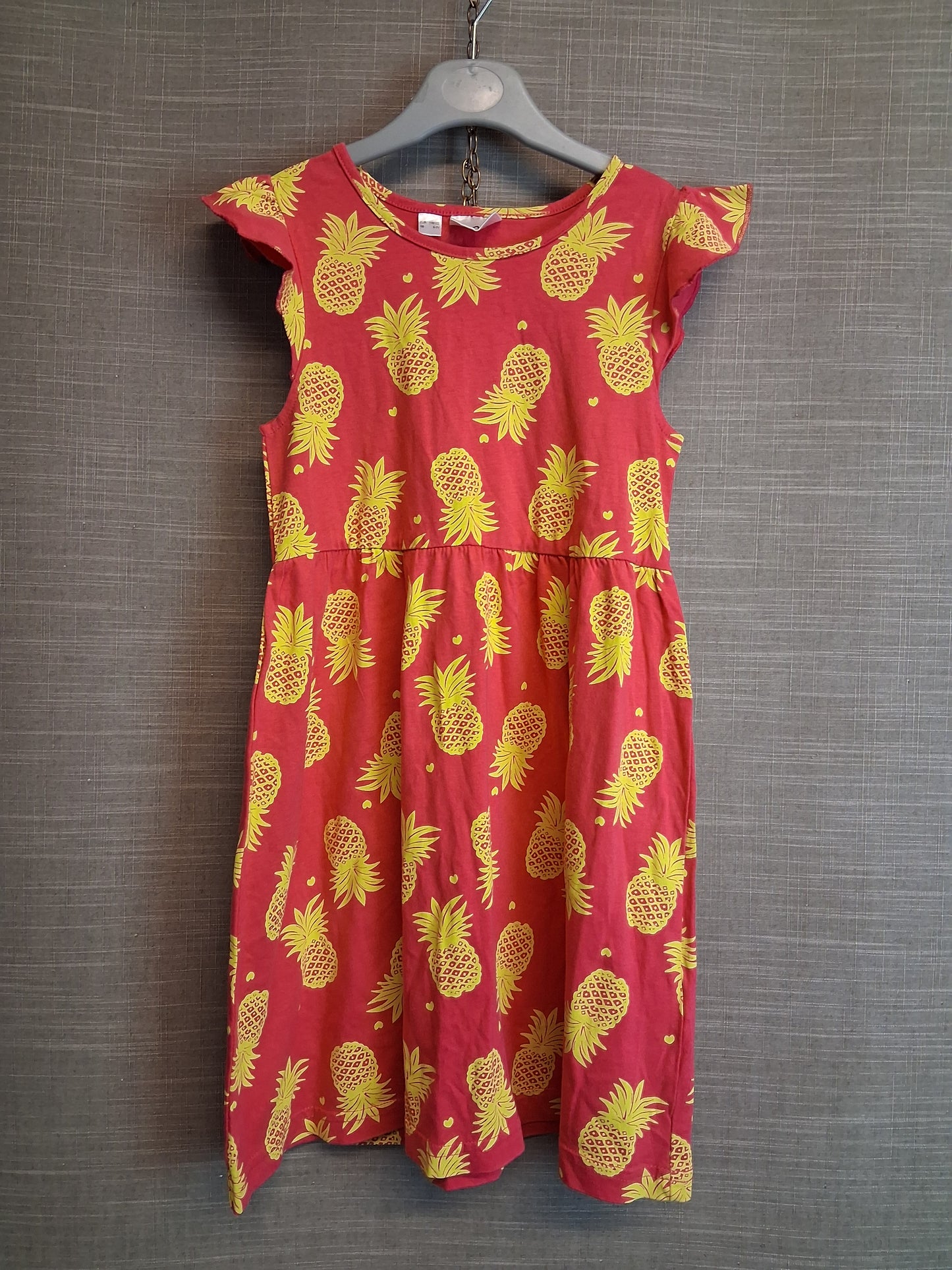 Bonprix Collection Girls Sundress Jersey Pink Pineapple Print Age 6-7 Years