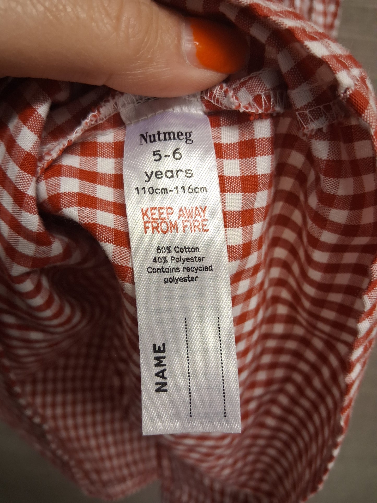 Nutmeg Girls Red Gingham Dress Age 5-6 Years