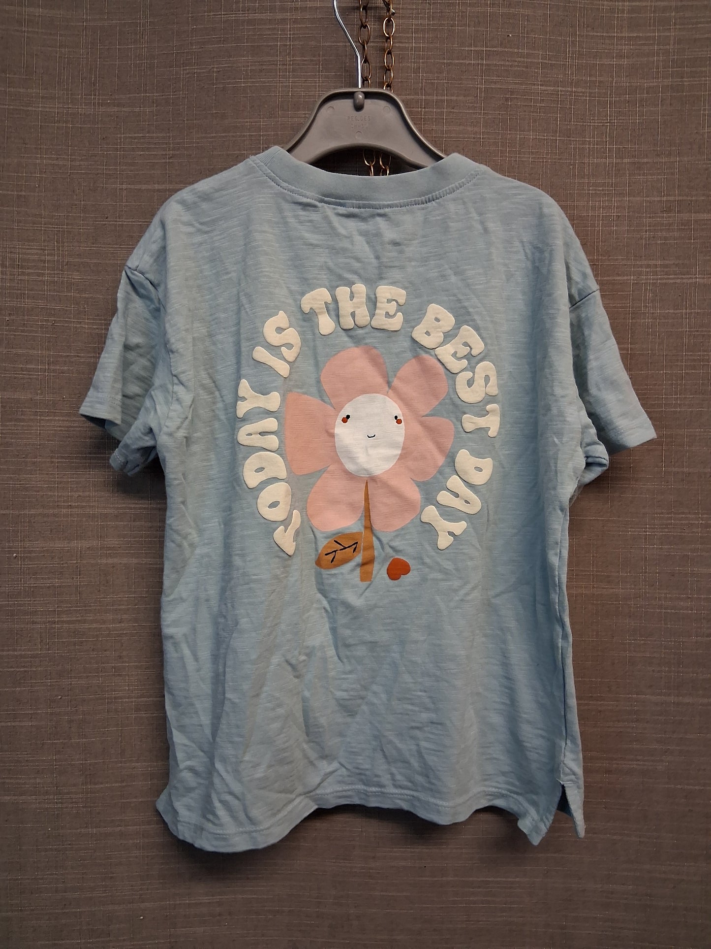 Next Girls Blue T-Shirt Short Sleeve Graphic Print on Back Age 5-6 Years