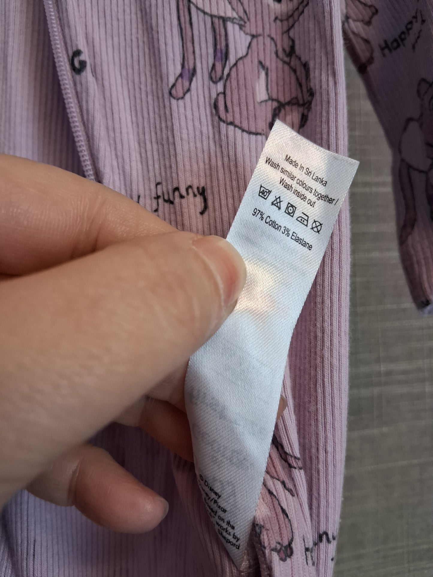 Disney Stitch Lilac Sleepsuit Age Tiny Baby