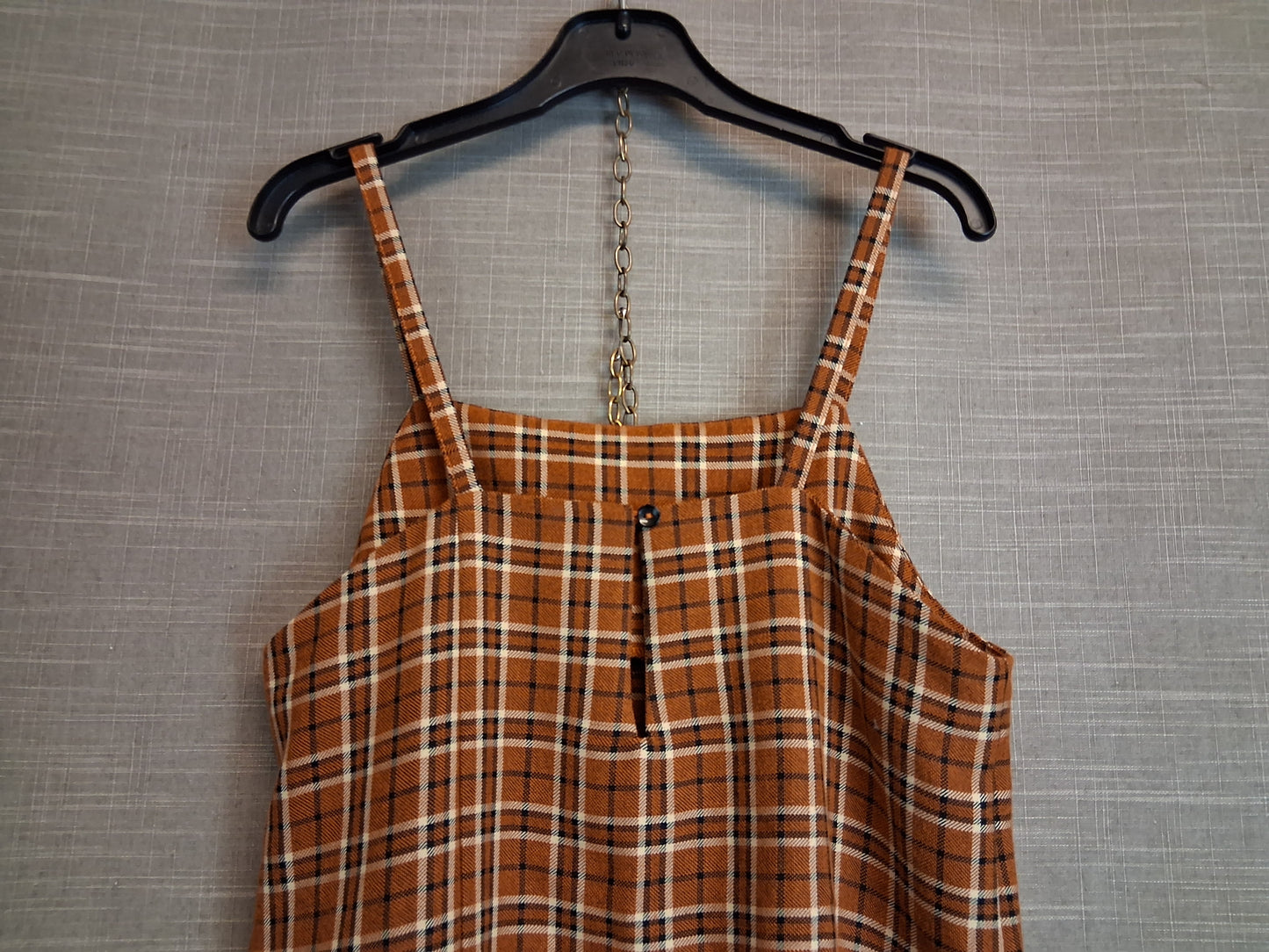 F&F Girls Orange Brown Check Pinafore Dress Age 11-12 Years