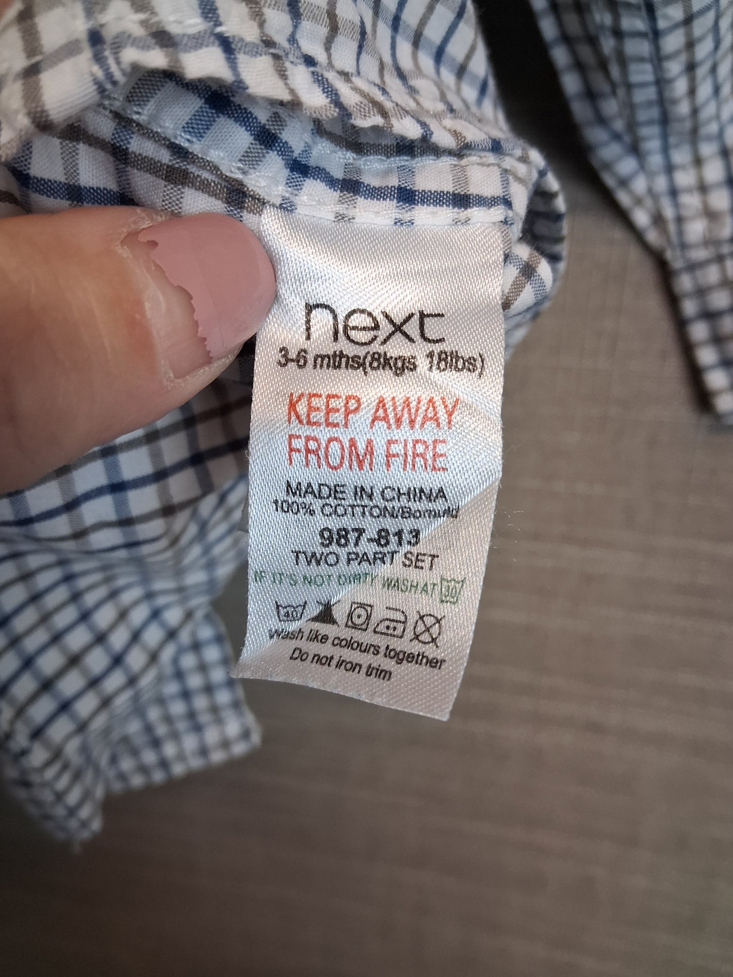 Next Boys Check Shirt Age 3-6 Months Blue White