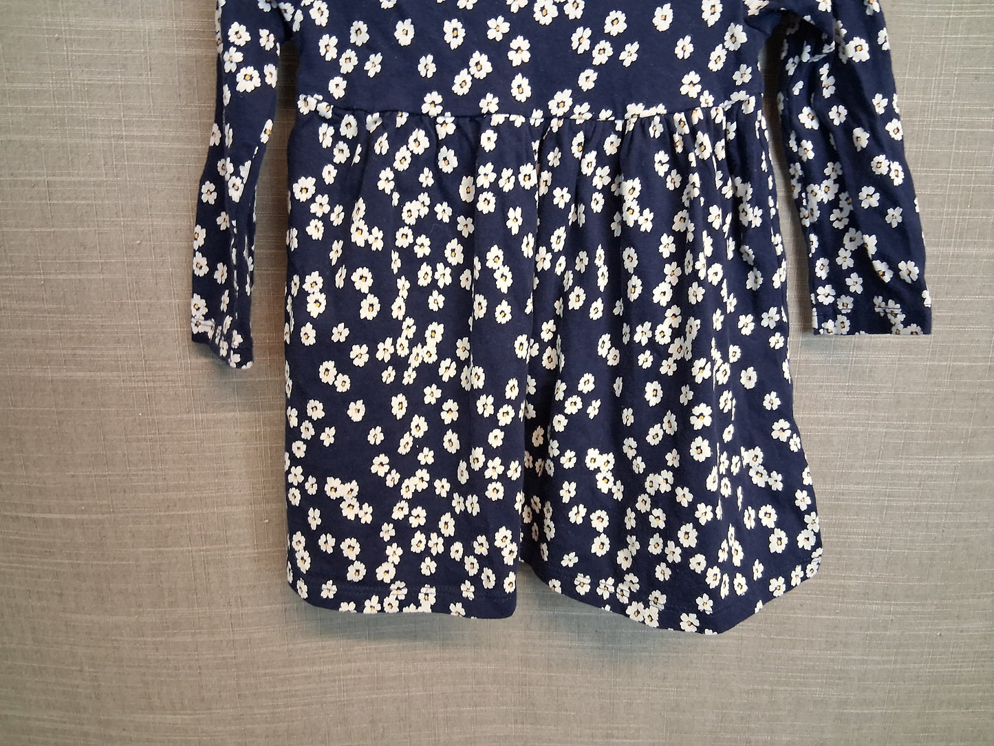 F&F Girls Blue Floral Jersey Long Sleeve Dress Age 12-18 Months