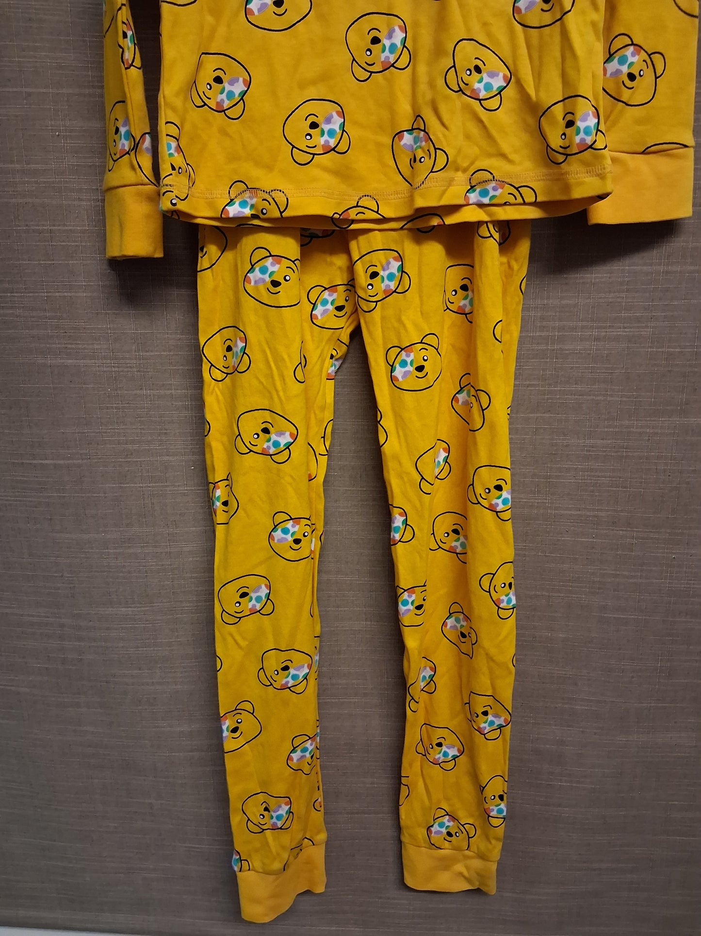 George Unisex "Pudsey" Yellow Pyjamas PJs 2 Piece Set Age 10-11 Years