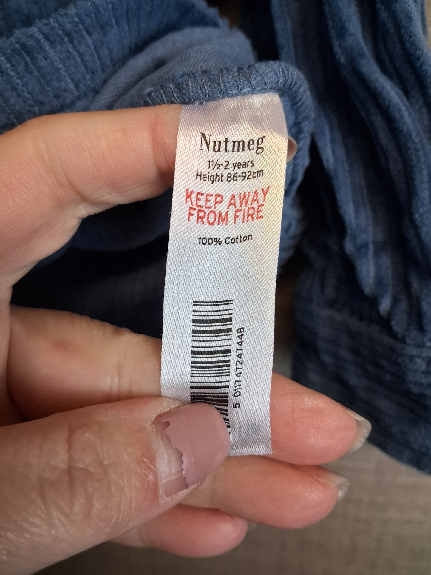 Nutmeg Corduroy Shacket Blue Age 18-24 Months 100% Cotton