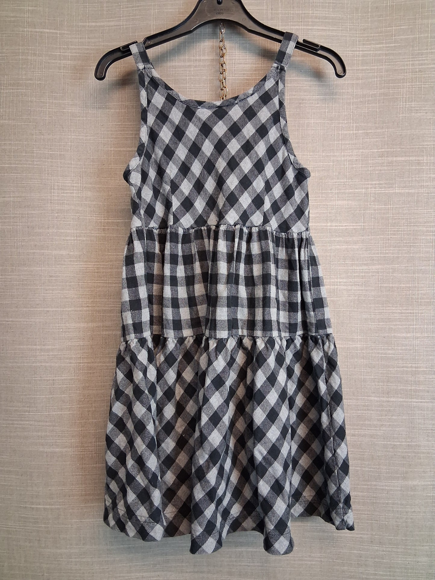 Next Girls Grey Black Check Tiered Sundress Age 8 Years