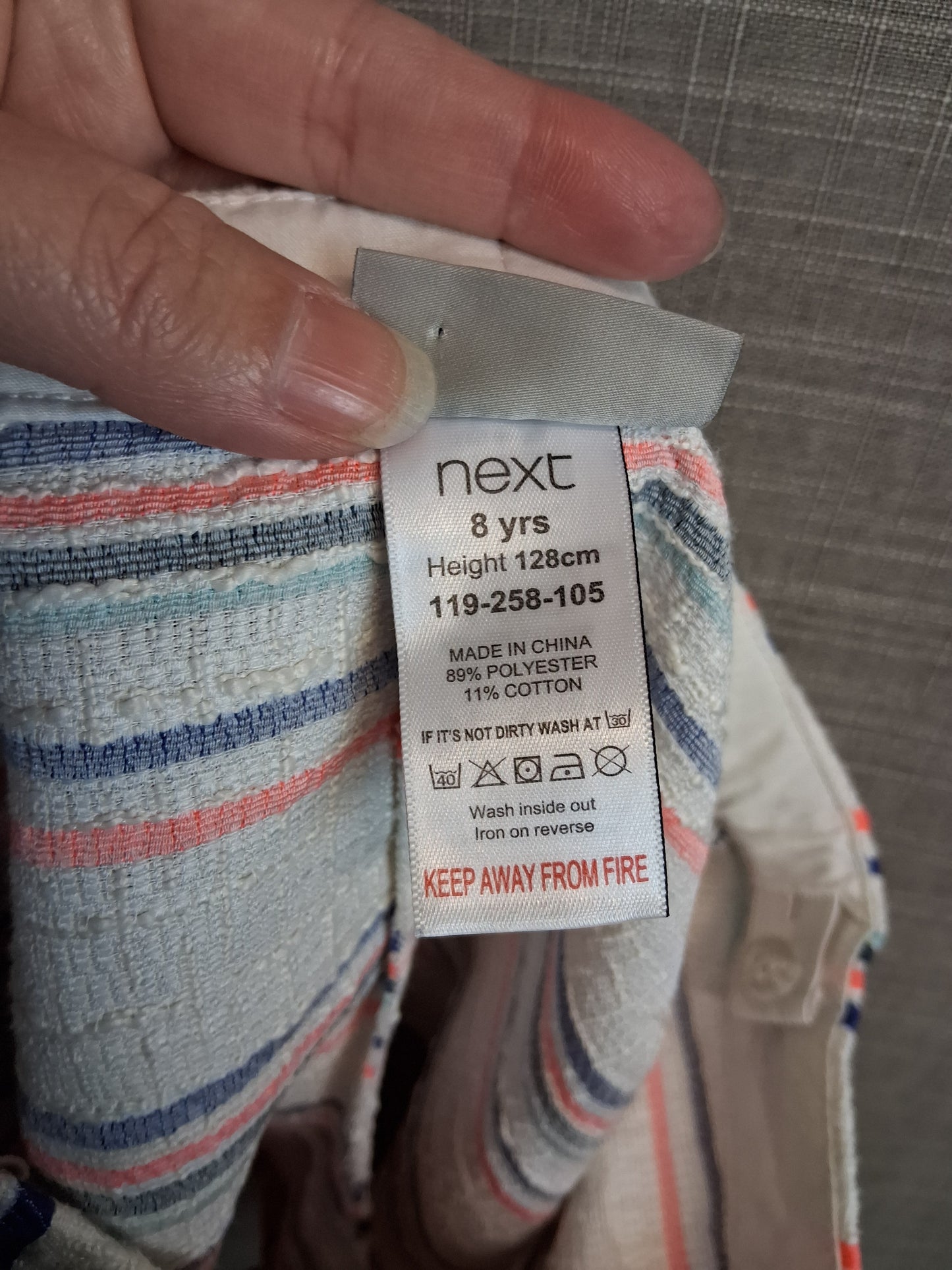 Next Girls Cream Multicolour Stripe Age 8 Years