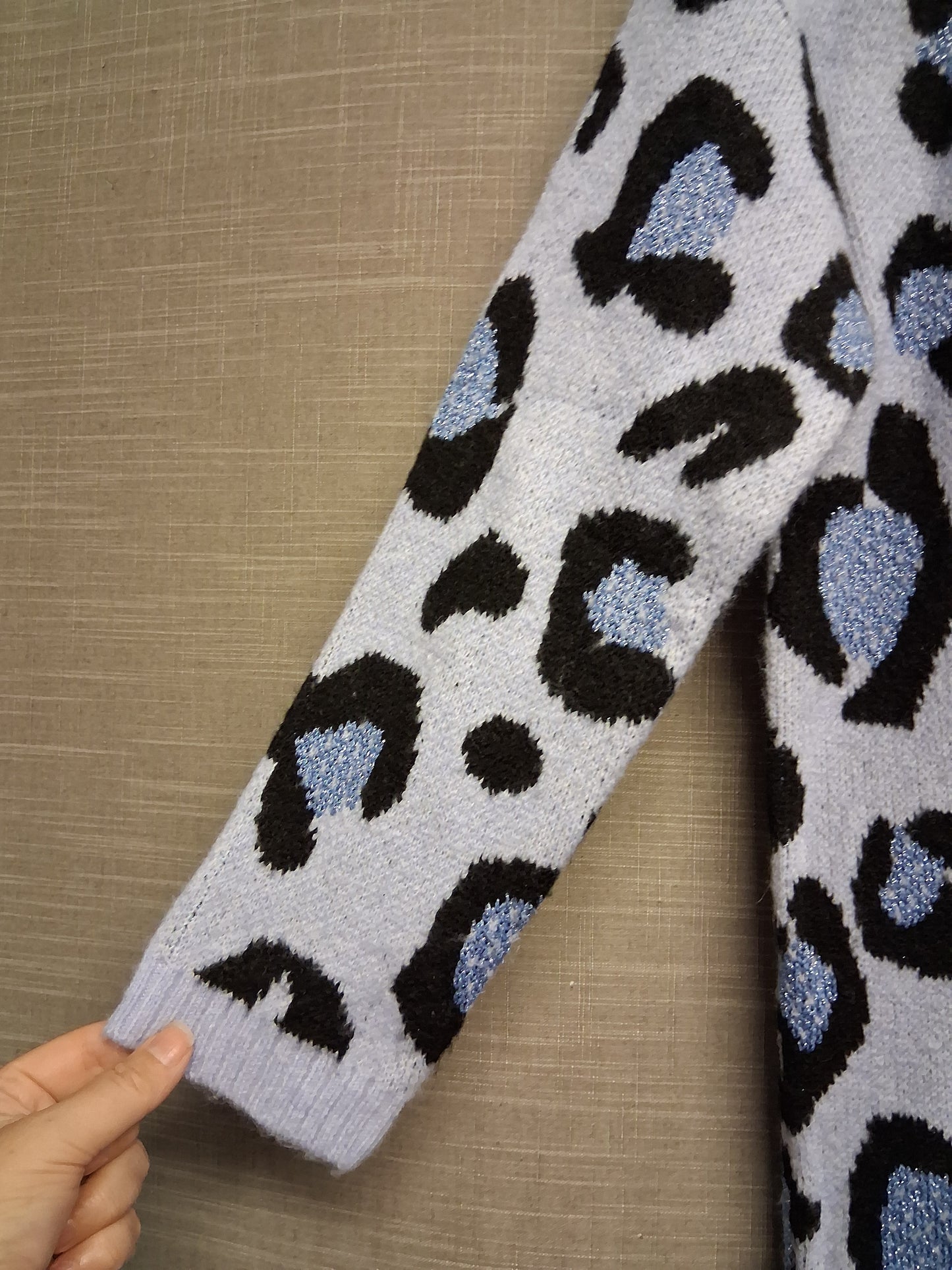 Nutmeg Girl Blue Leopard Print Knitted Jumper Dress Age 10-11 Years