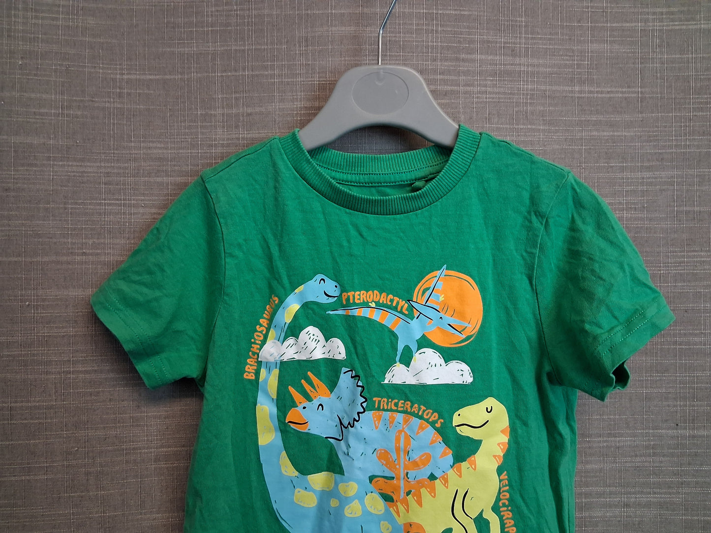 F&F Boys Green Dinosaur T-Shirt Short Sleeve Age 4-5 Years