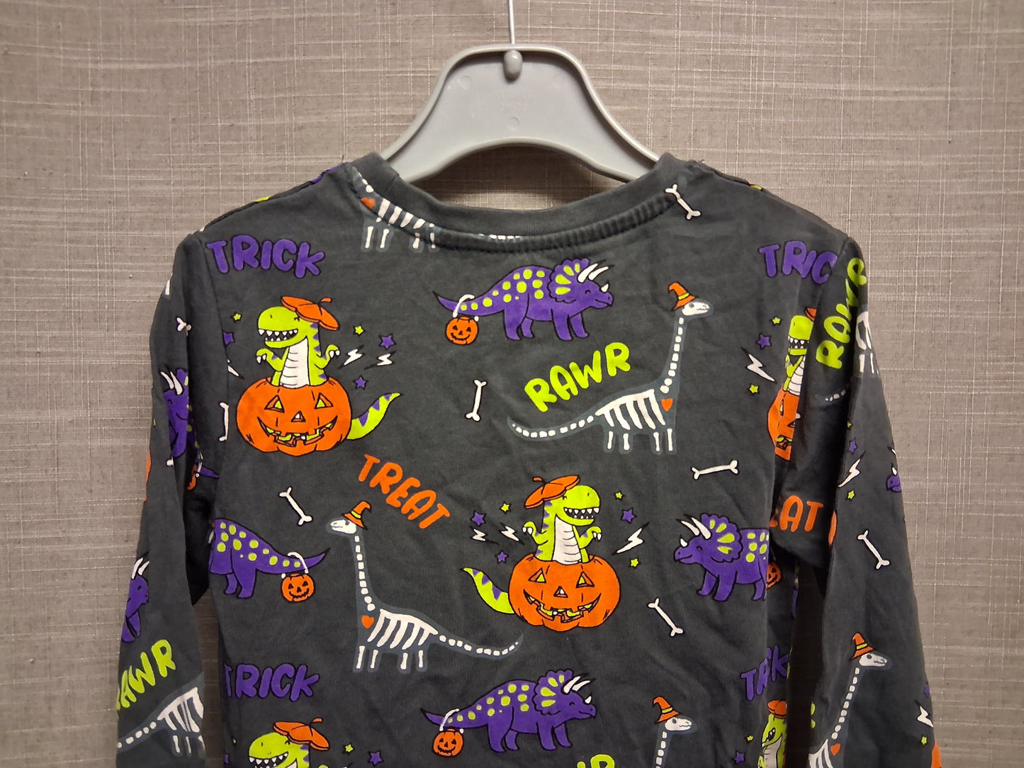 Primark Halloween Dinosaur Theme Long Sleeve T-Shirt Grey Jersey Age 2-3 Years