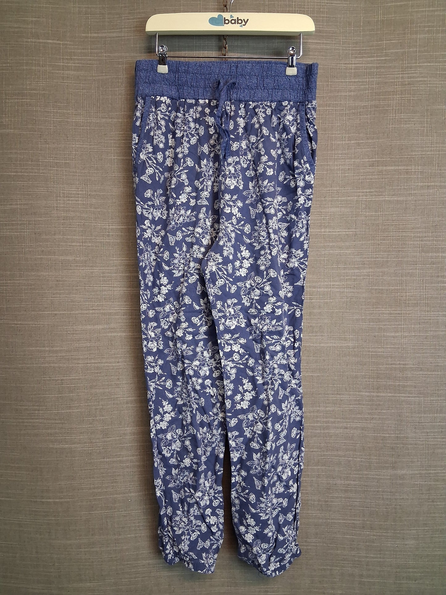 TU Girls Blue Floral Summer Trousers Age 8 Years