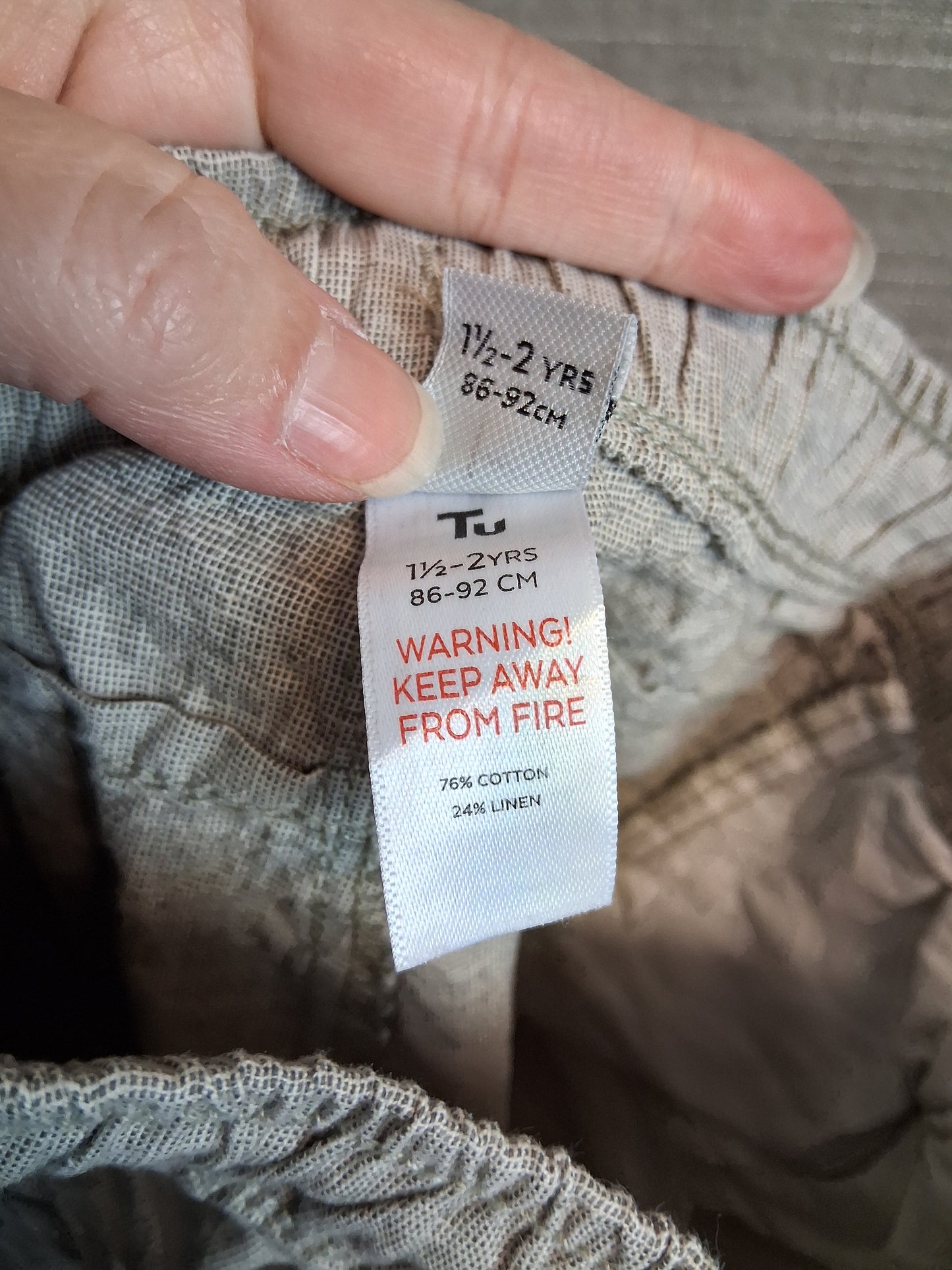 TU Boys Beige Bermuda Shorts Age 18-24 Months Linen Blend