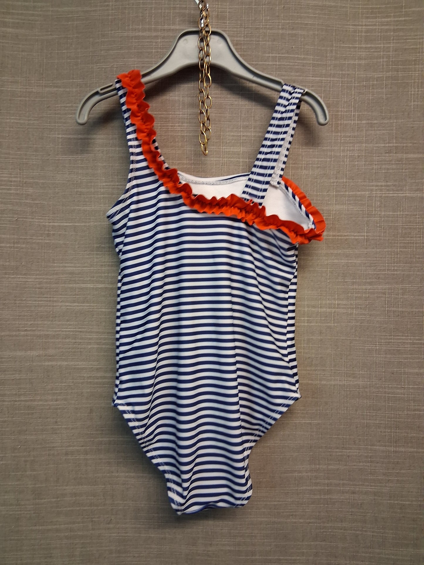 Primark Girls Blue White Stripe Swimsuit One Piece Age 6-7 Years