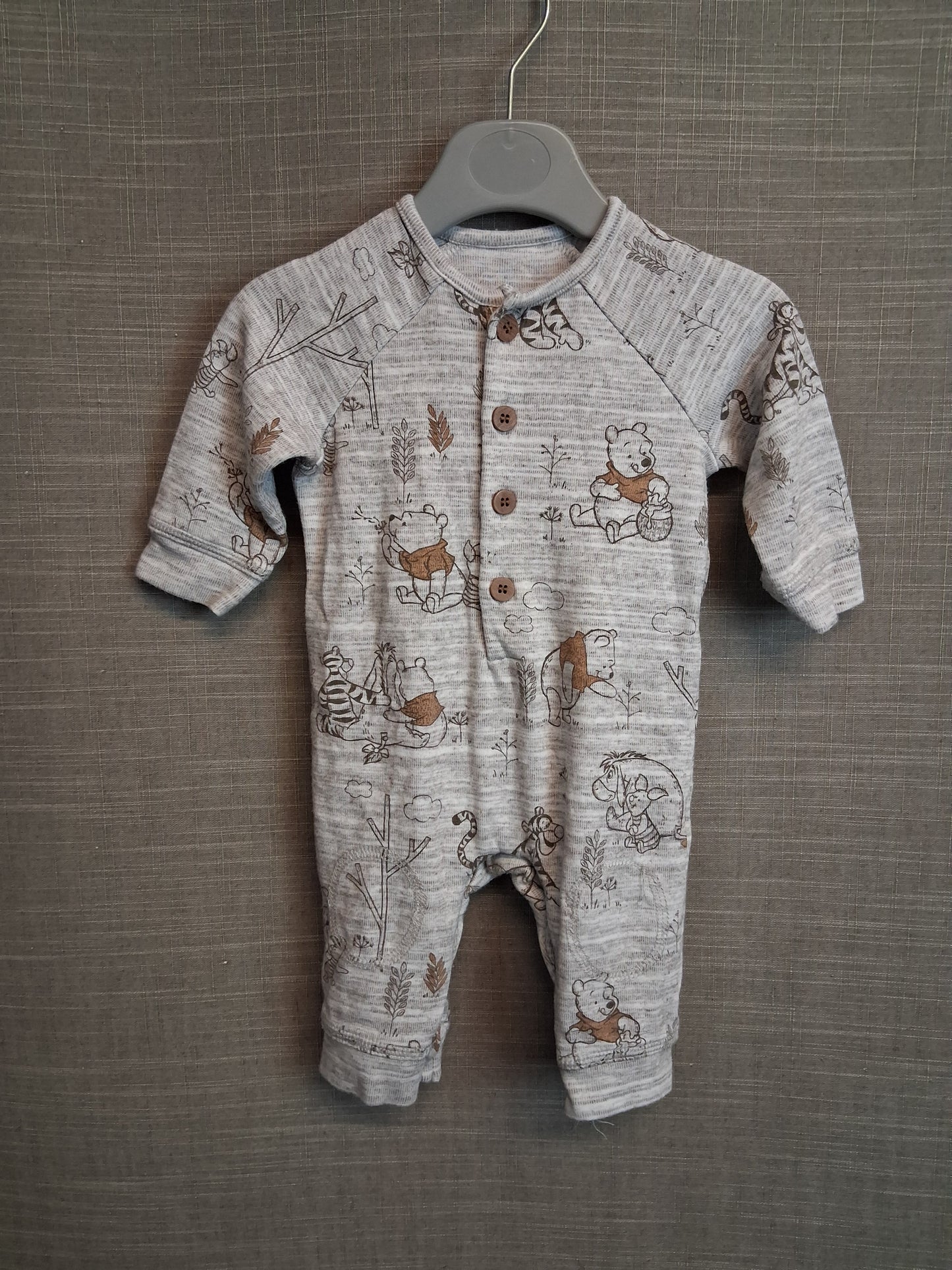 George Disney Winnie the Pooh Boys Sleepsuit Romper Age 0-3 Months Beige