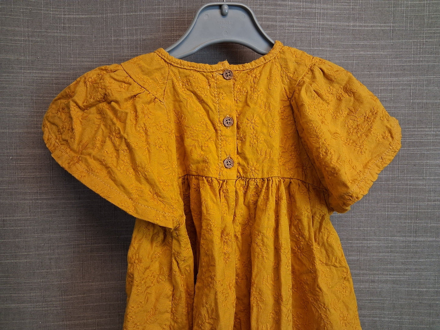 Next Girls Mustard Yellow Floral A Line Dress Age 12-18 Months
