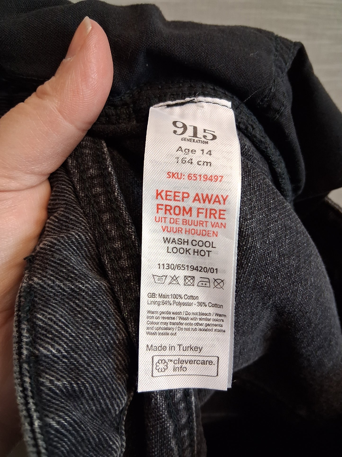 New Look Girls Faded Black Denim Distressed Skirt Age 14 Years