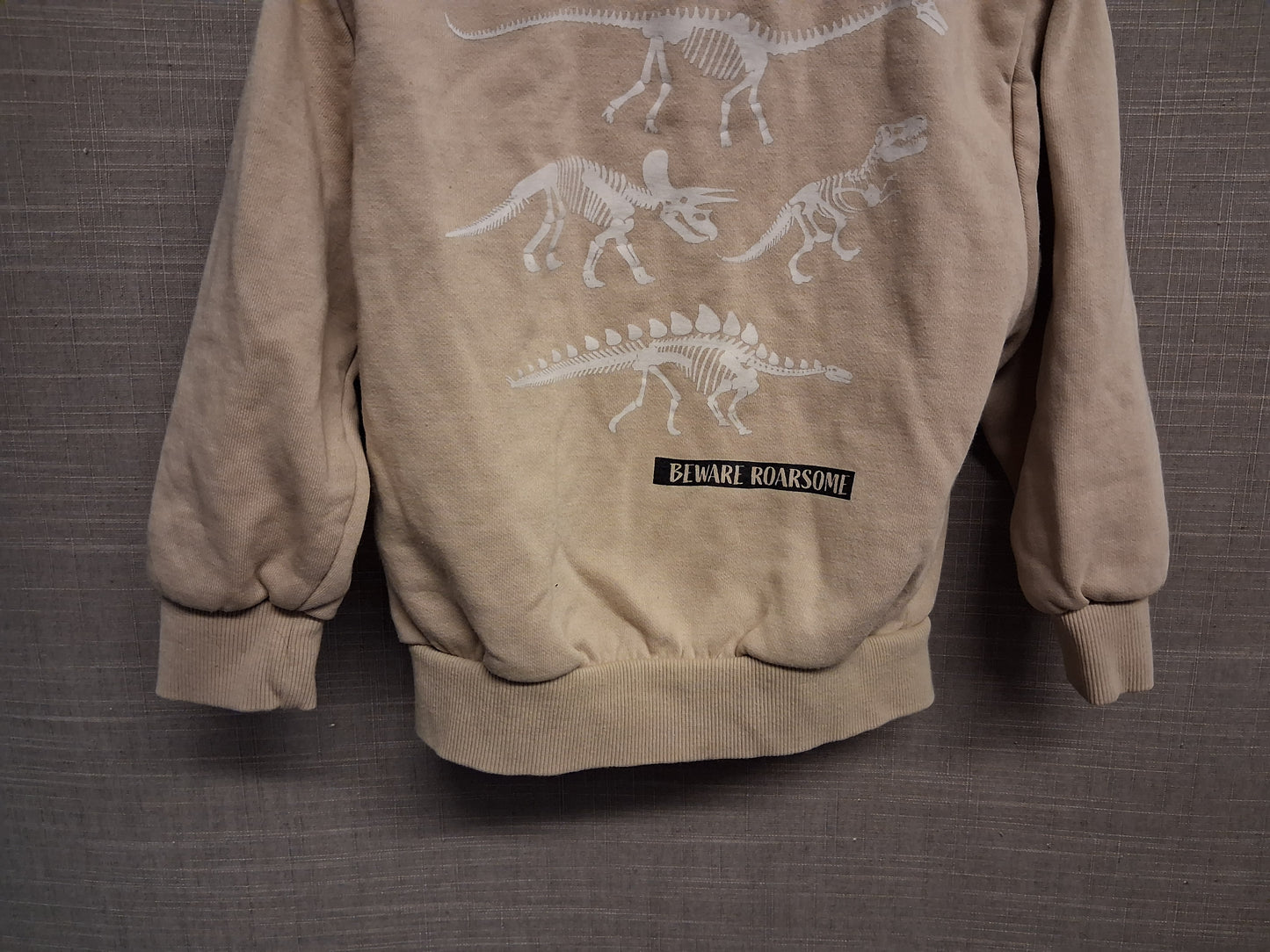 Jeff & Co Dinosaure Theme Beige Full Zip Hoodie Age 3-4 Years