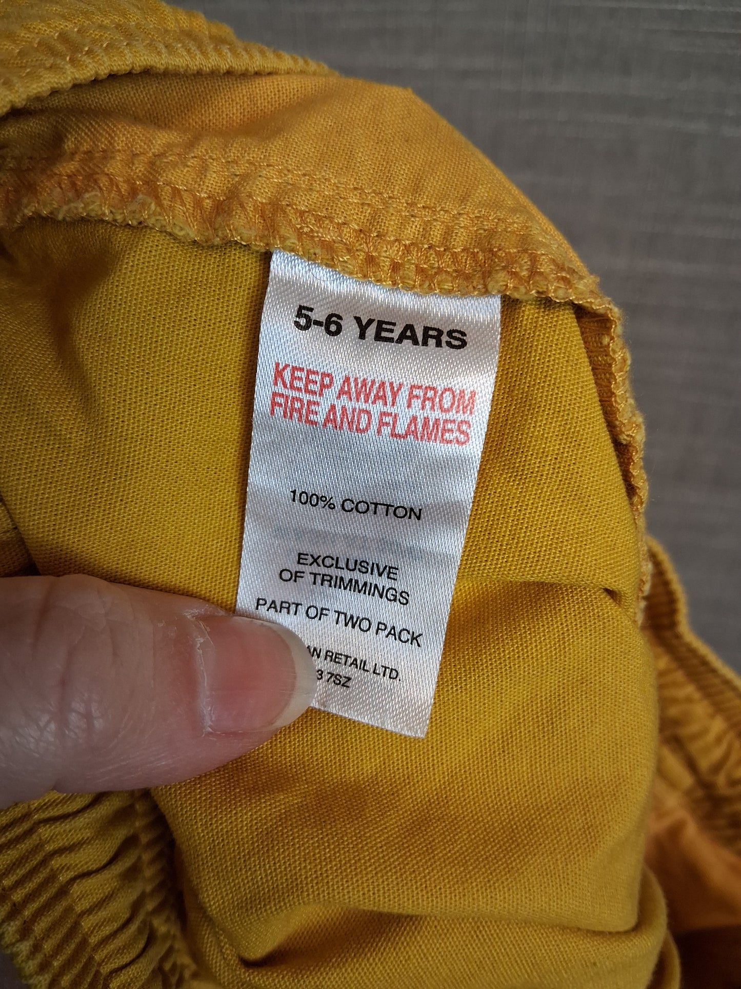 Matalan Boys Yellow Shorts Age 5-6 Years