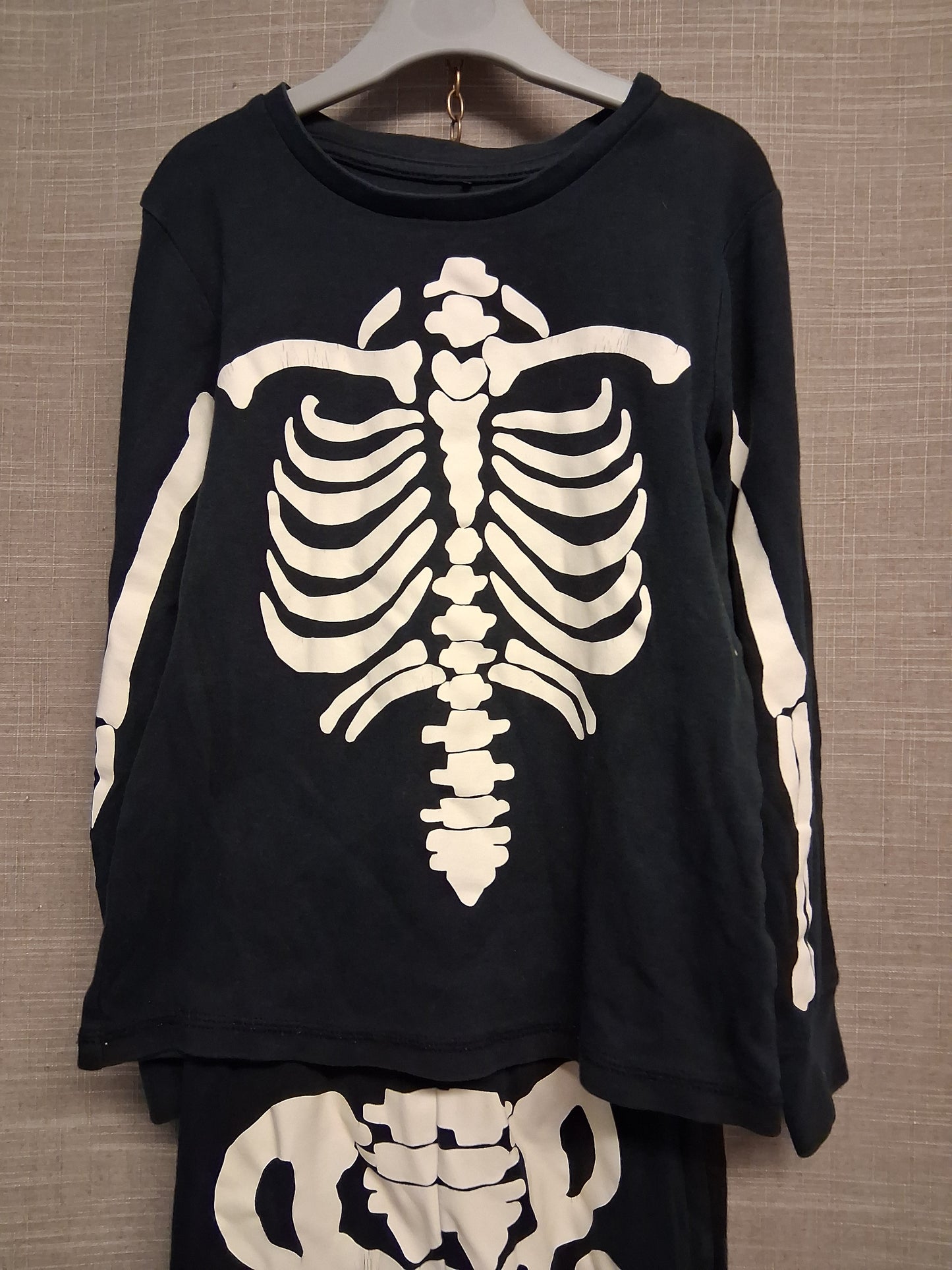 George Boys Skeleton Theme Halloween Black Tracksuit Sweater Joggers Age 6-7 Years