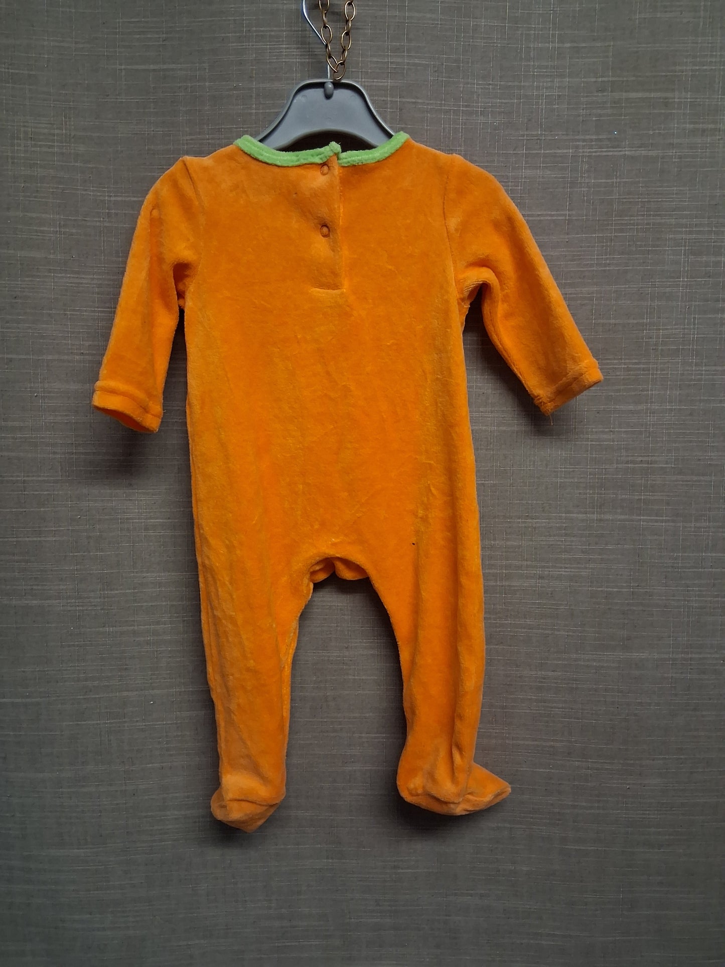 Hallowscream Velour Orange Pumpkin Romper One Piece Age 3-6 Months