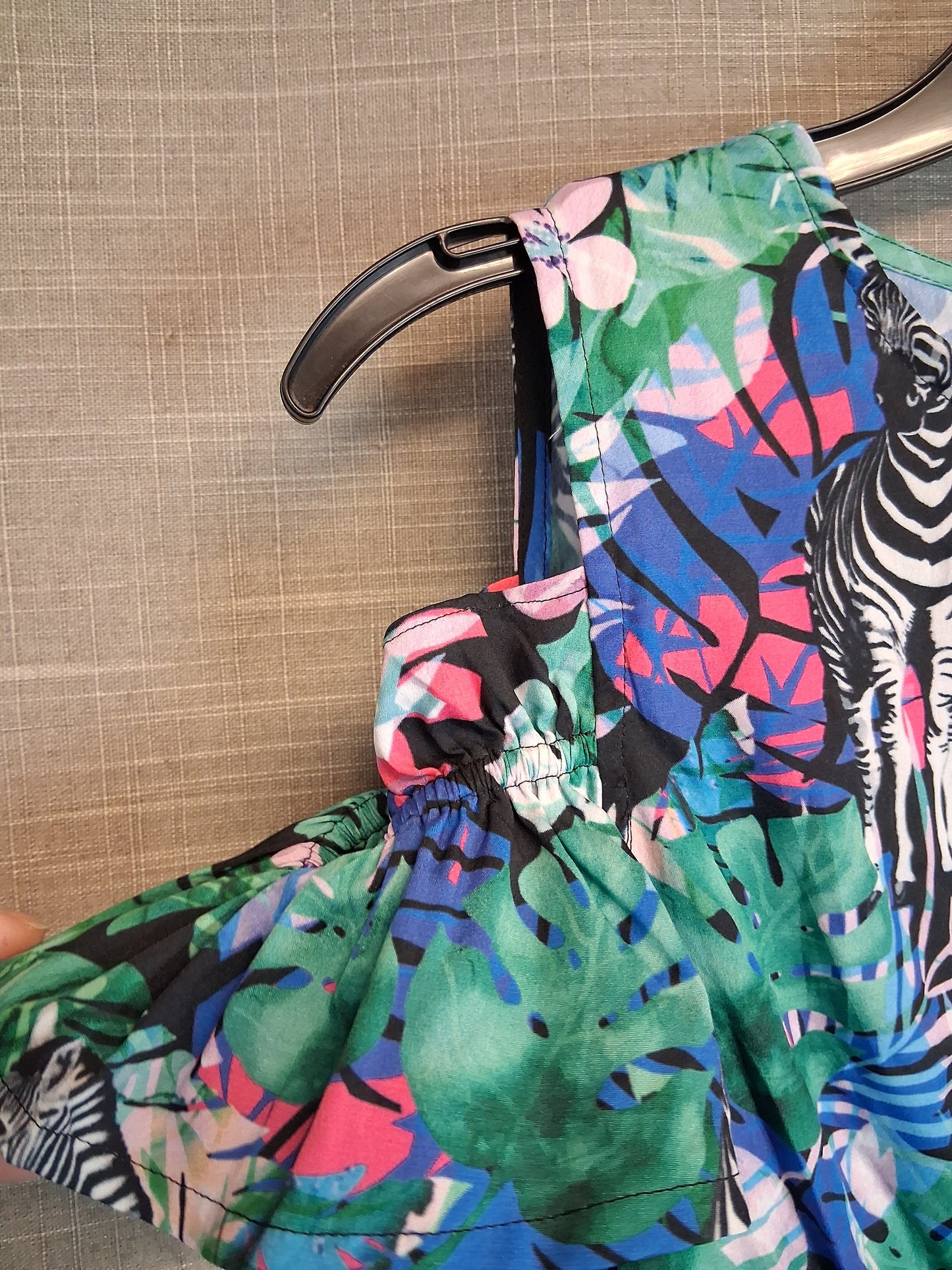 Blue Zoo Girls Tropical Print Cold Shoulder Hi Lo Dress Age 8 Years New