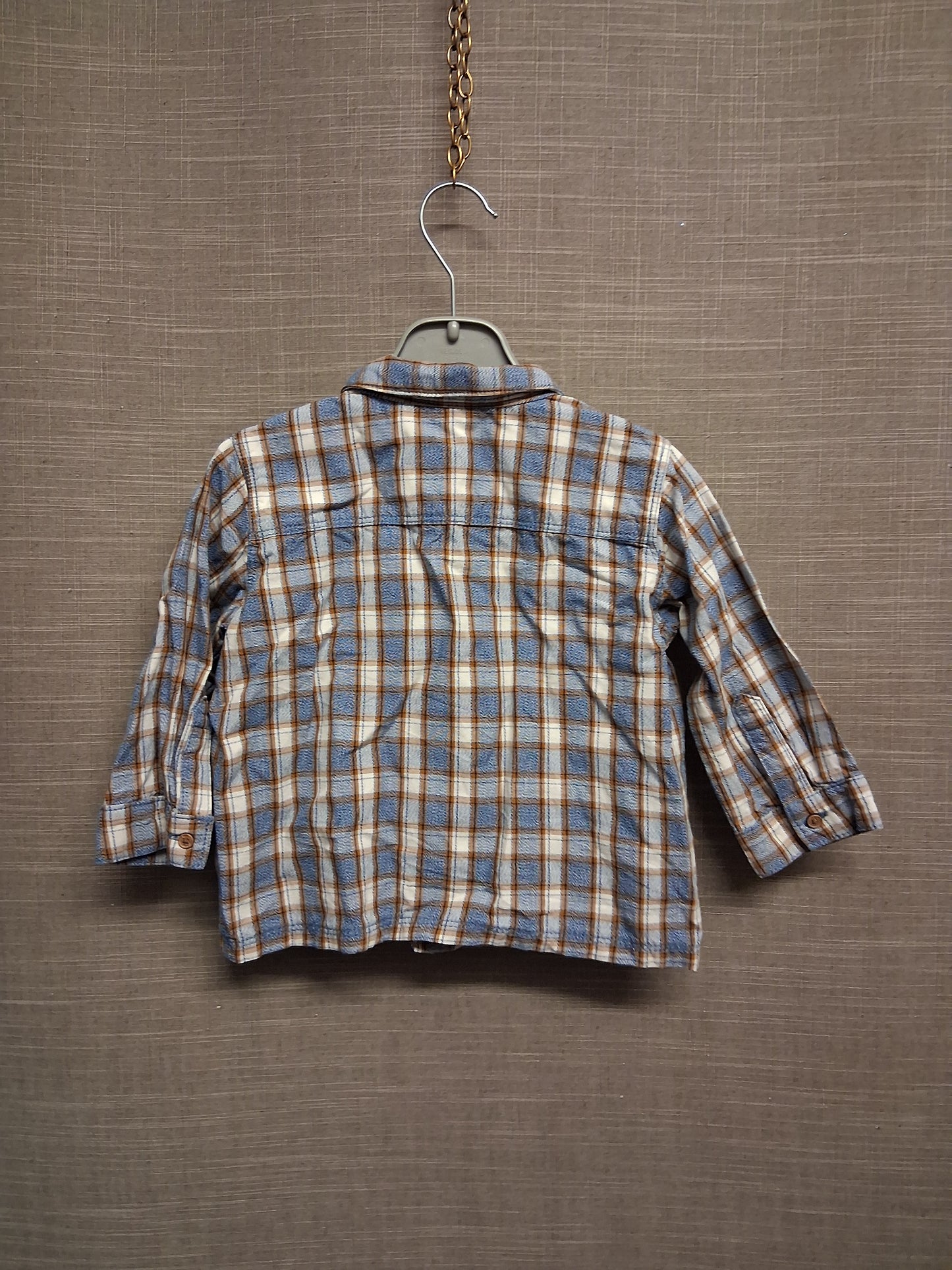 Next Boys Long Sleeve Check Blue Shirt Age 12-18 Months